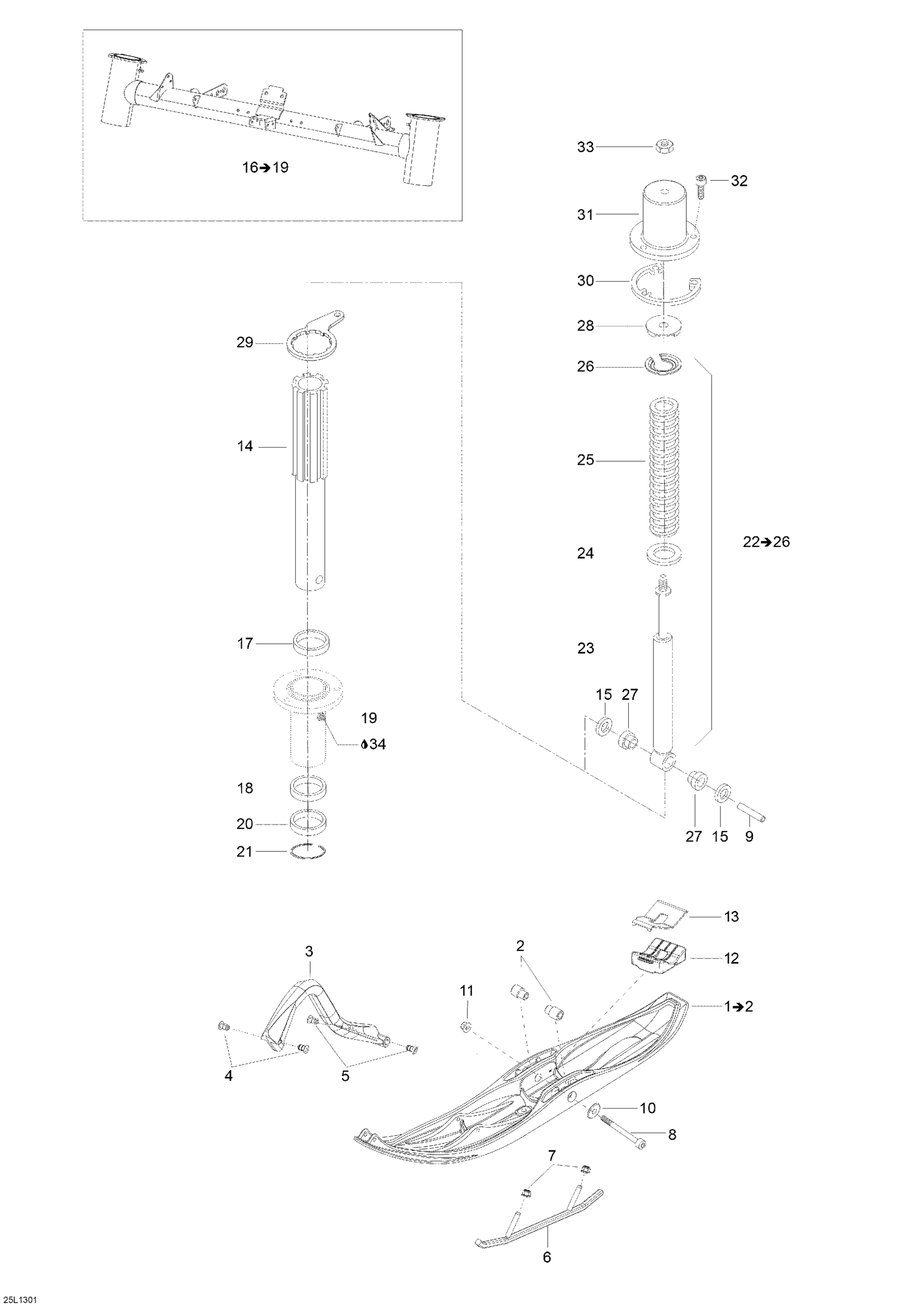Схема узла: Front Suspension And Ski