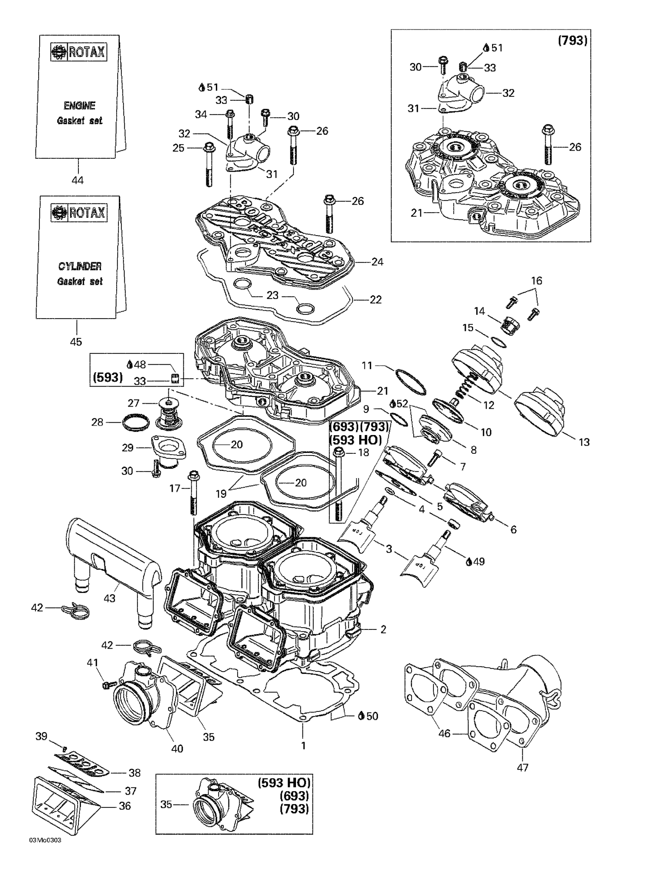 Cylinder, Exhaust Manifold, Reed Valve