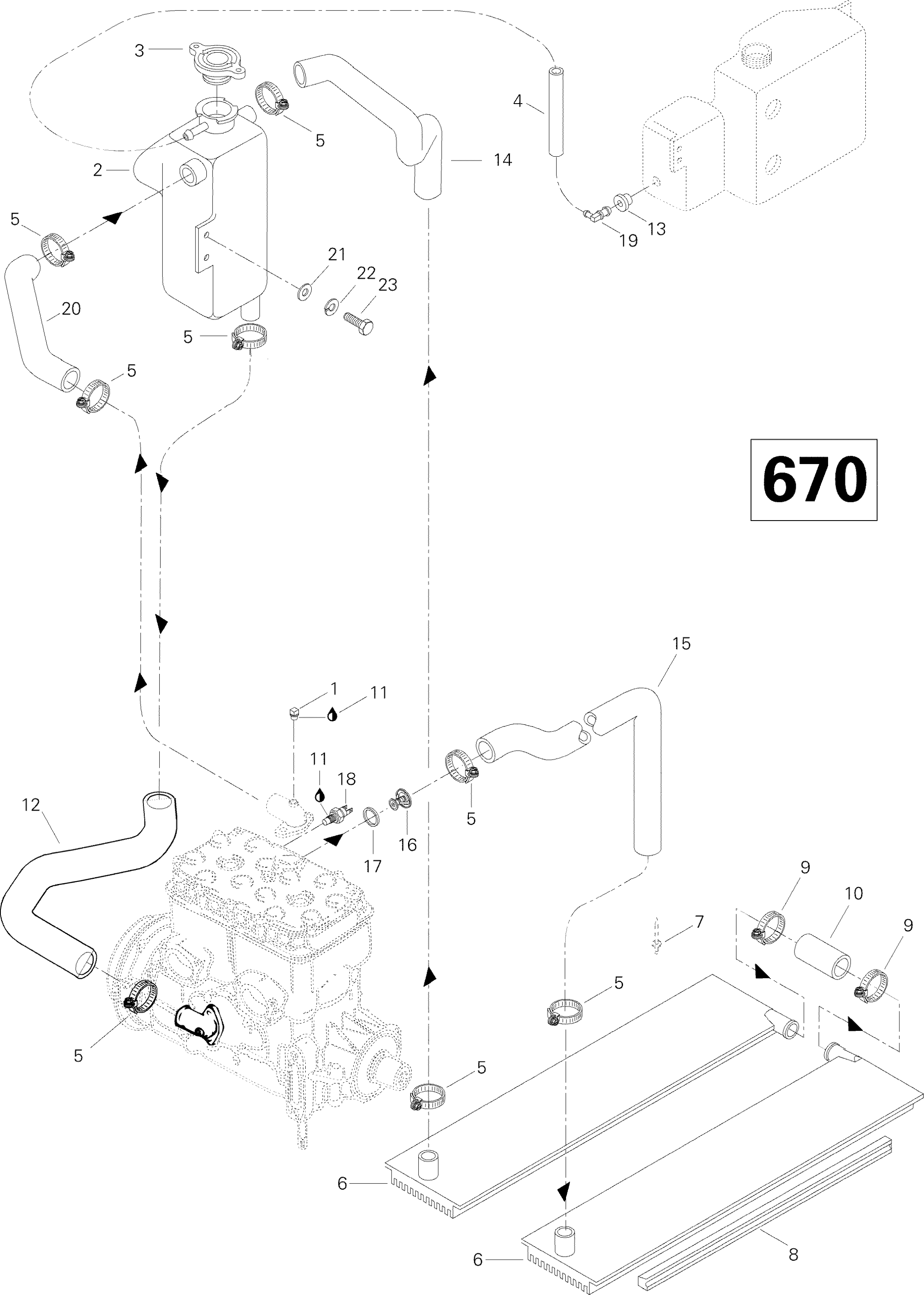 Схема узла: Cooling System (670SE)