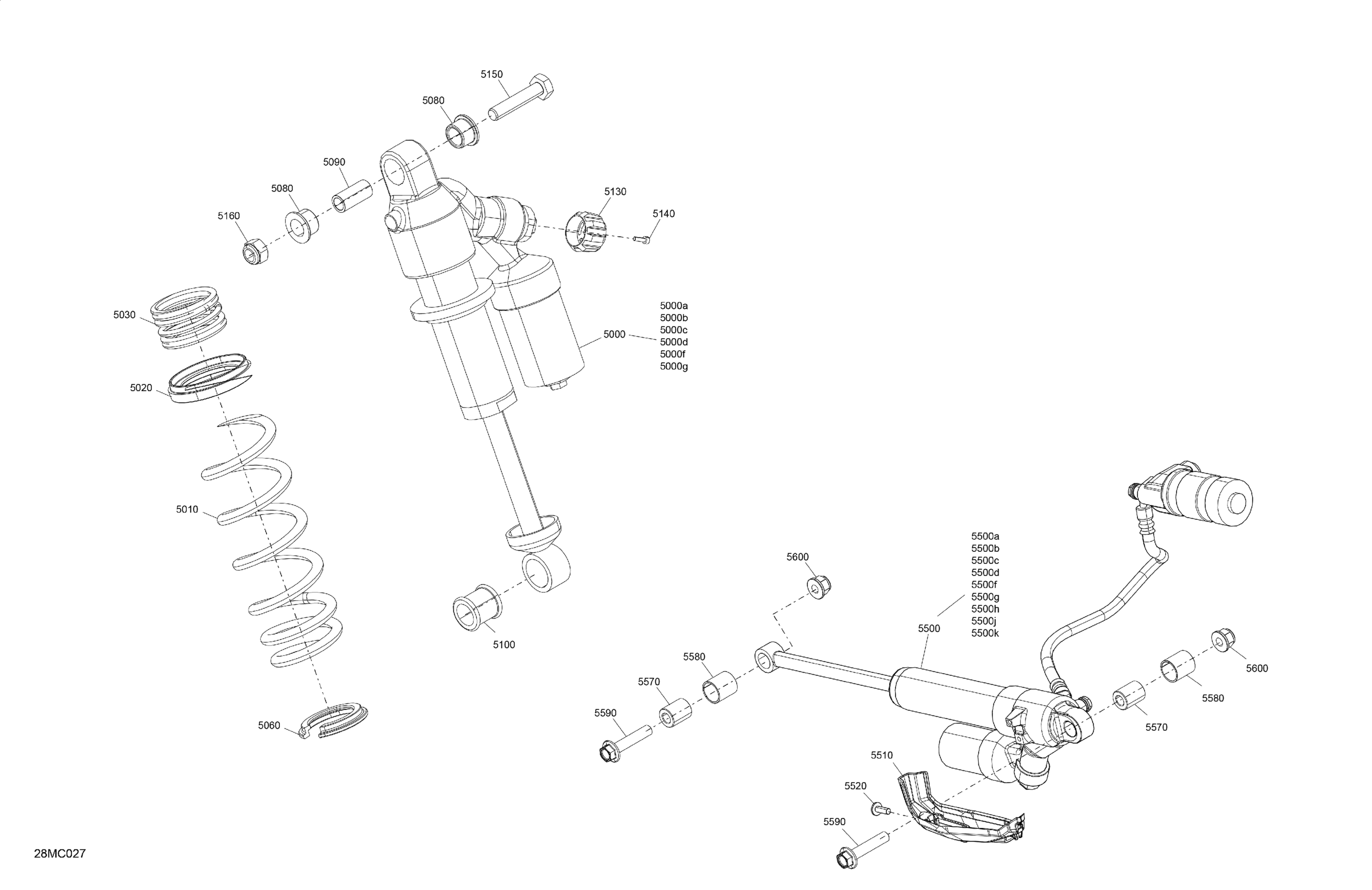 Схема узла: Suspension - Rear Shocks
