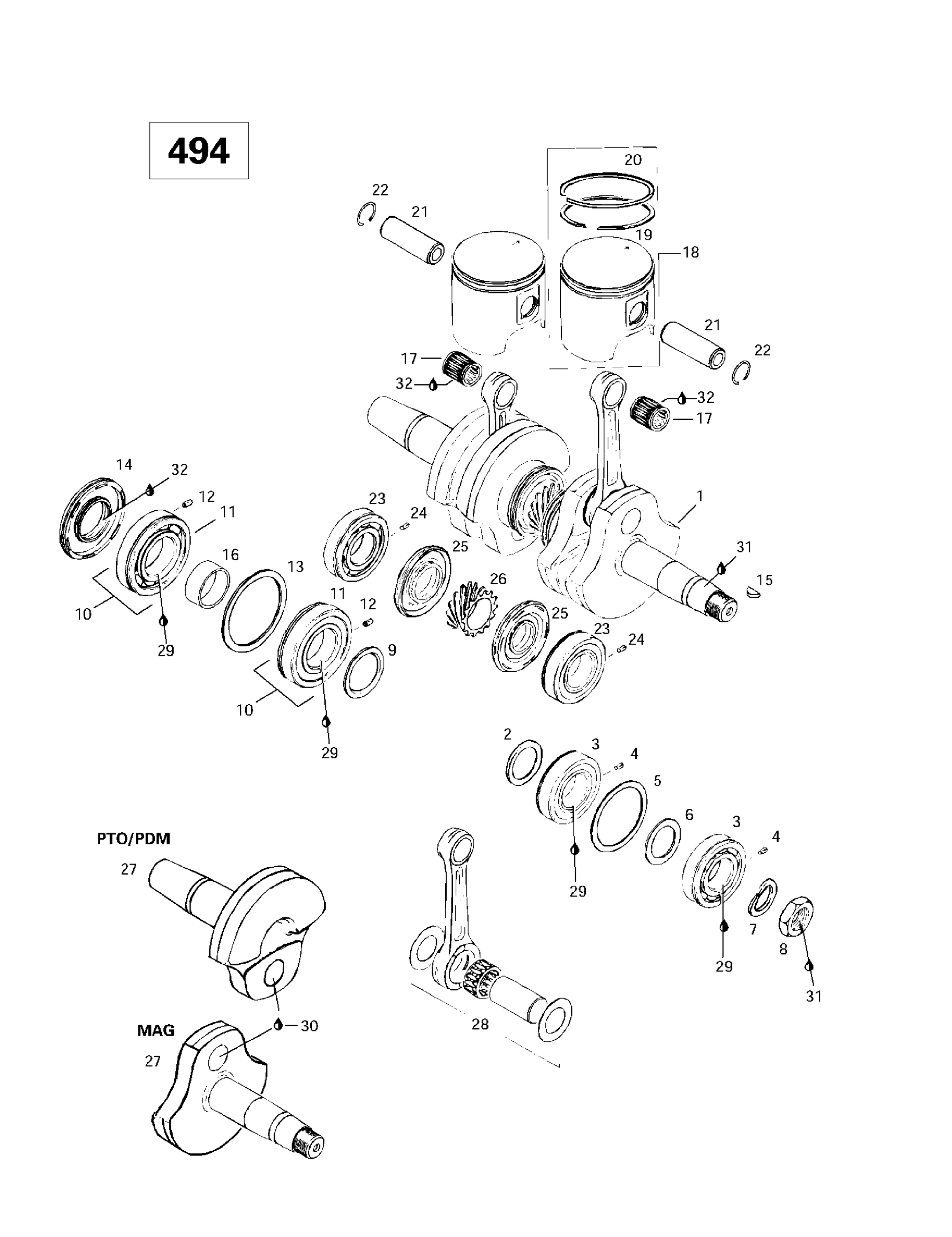 Схема узла: Crankshaft And Pistons (494)