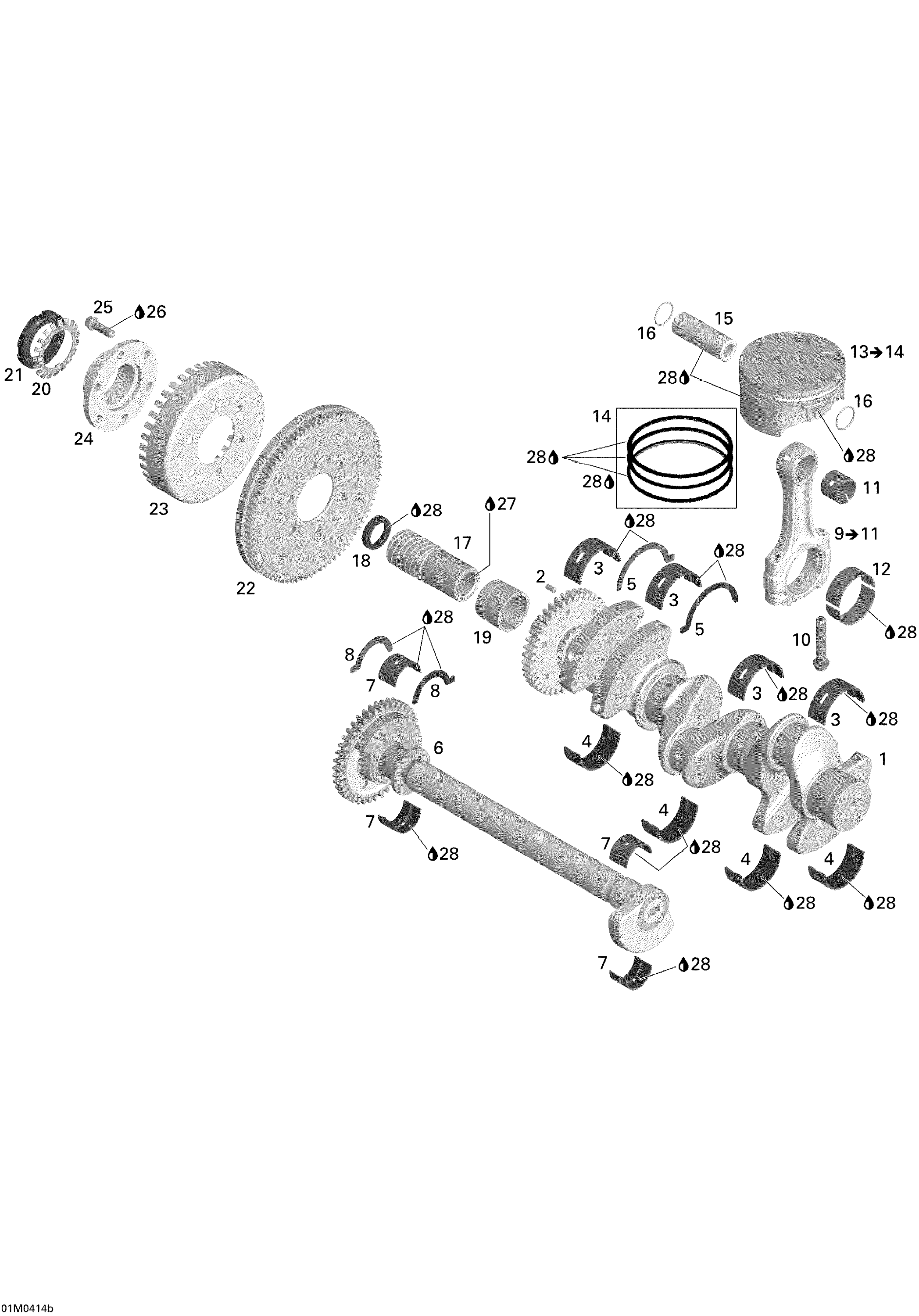 Схема узла: Crankshaft, Pistons And Balance Shaft