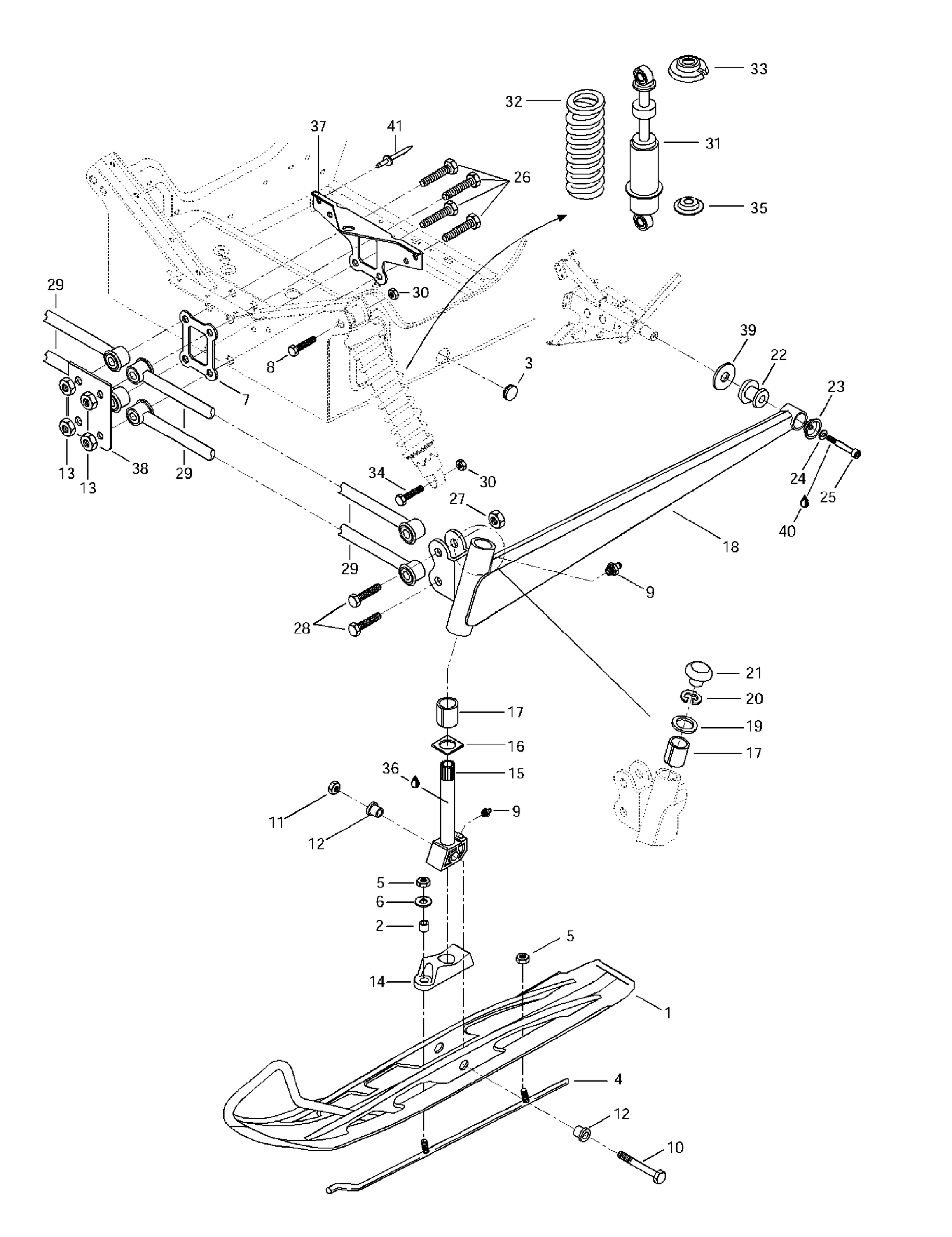 Схема узла: Front Suspension And Ski