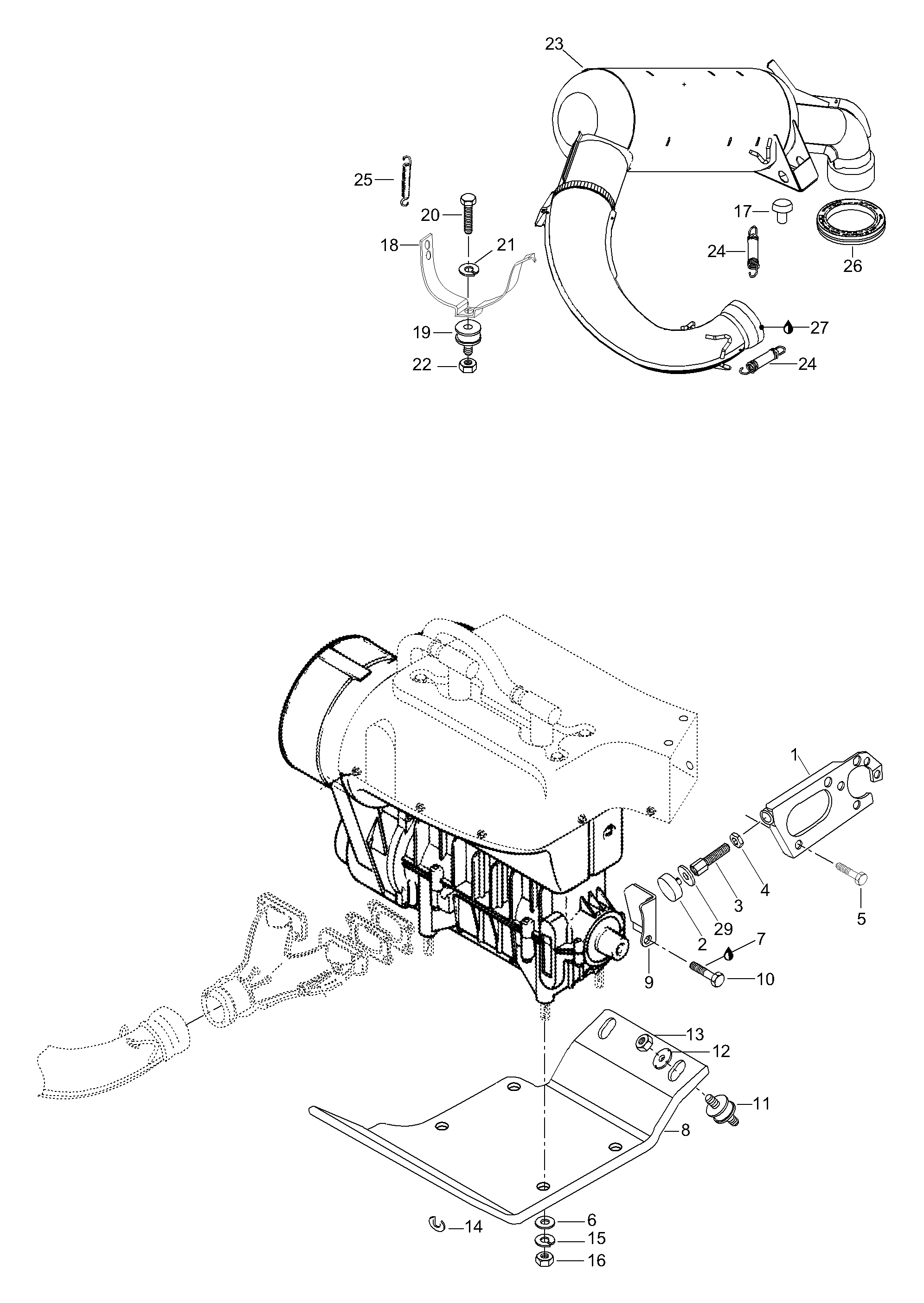 Схема узла: Engine Mount Plate/Muffler