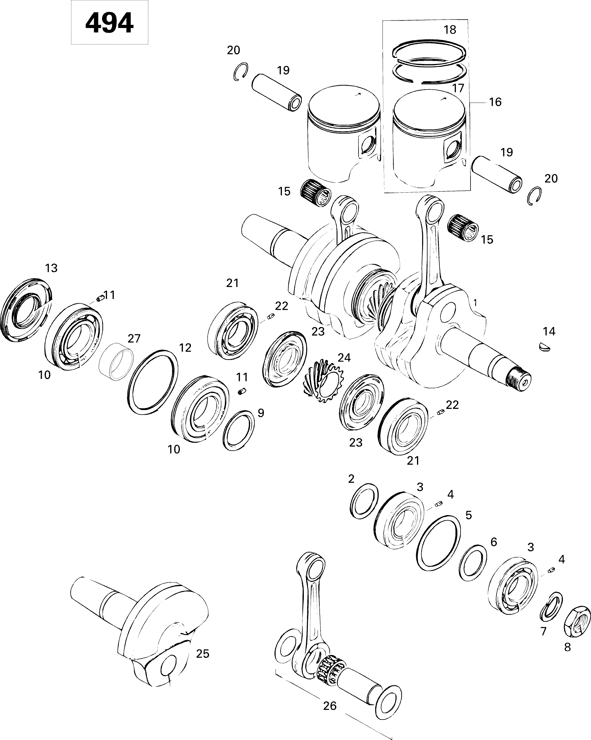 Crankshaft And Pistons 494