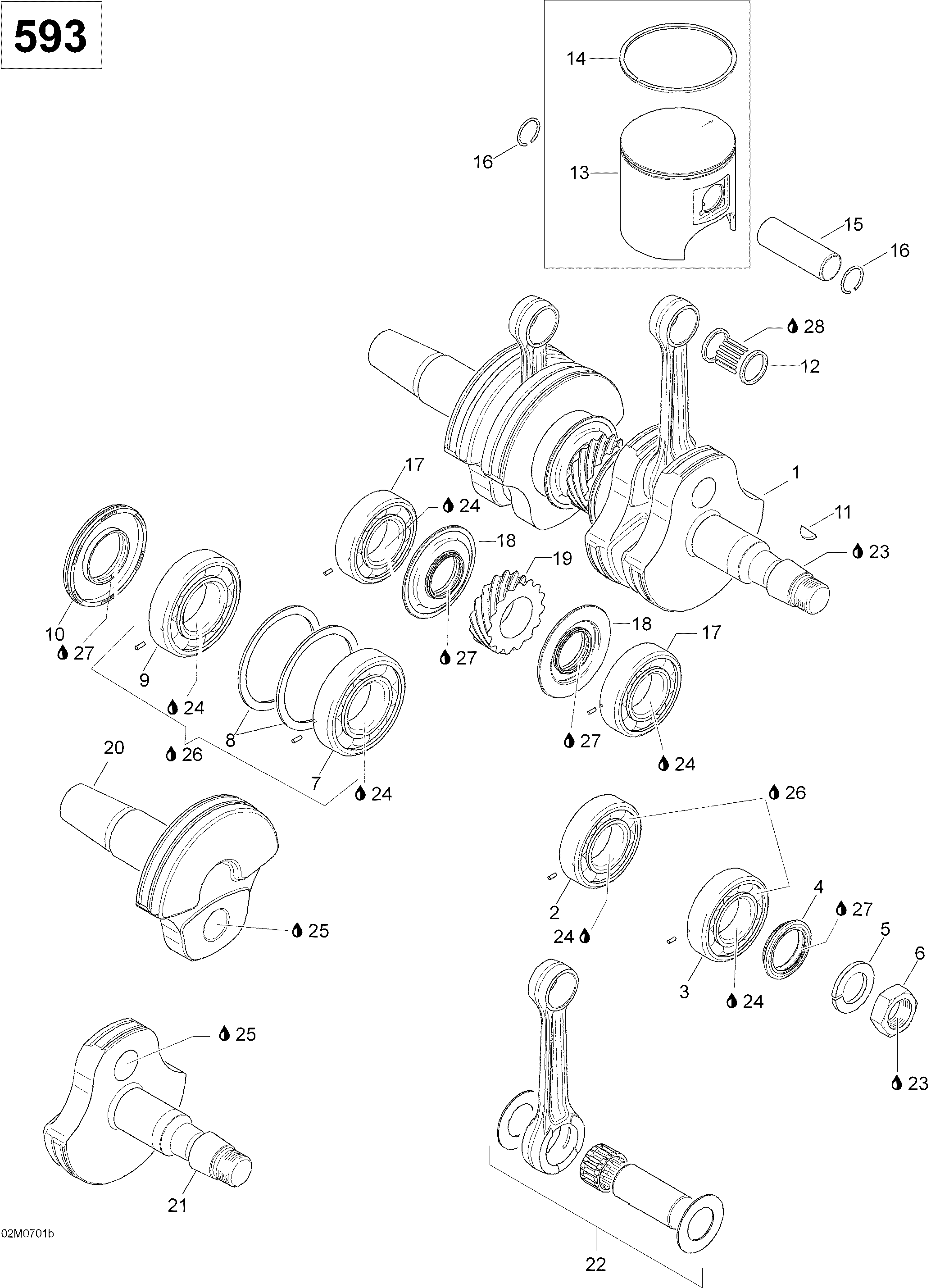 Схема узла: Crankshaft And Pistons 600 SUV