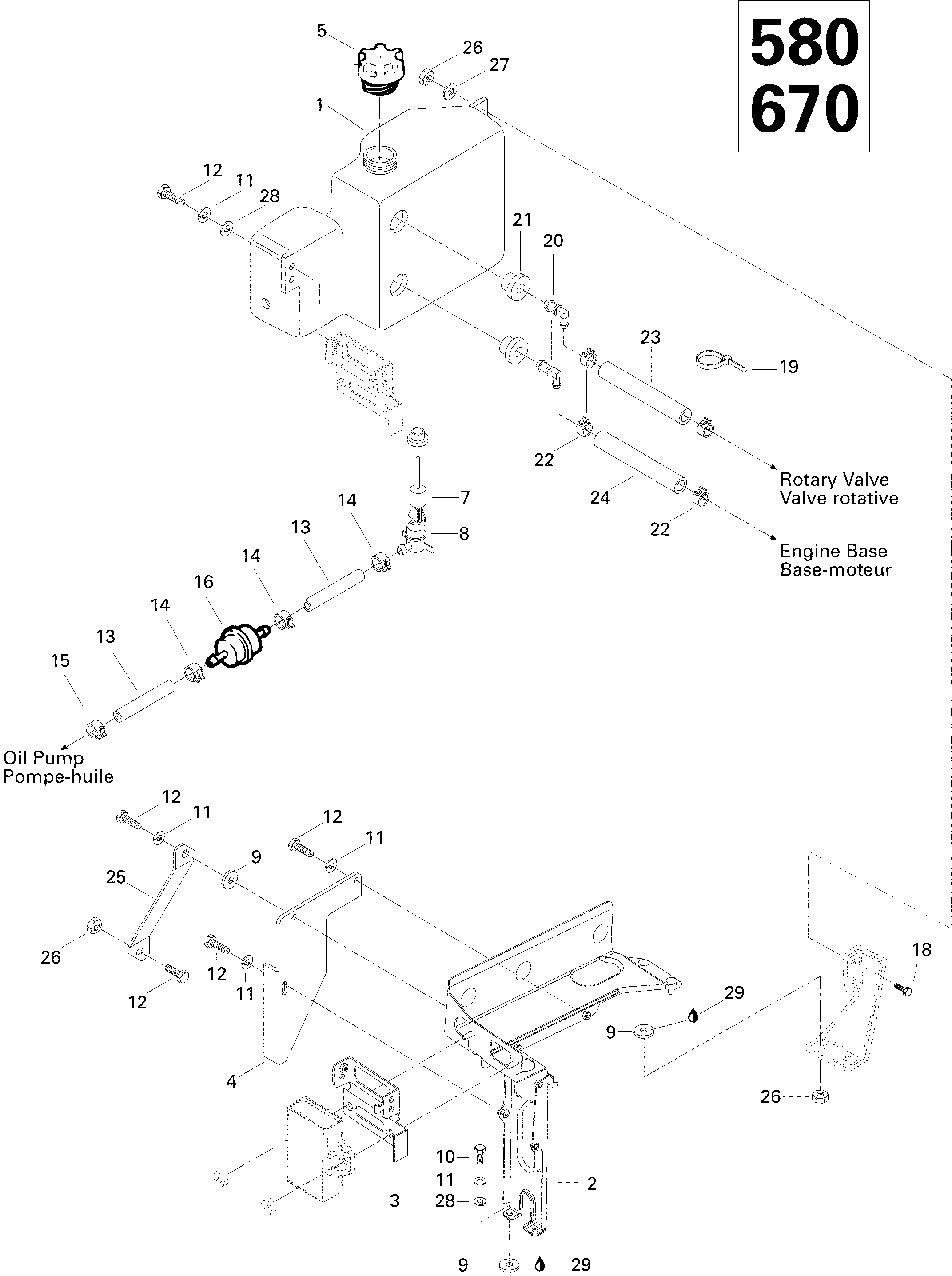 Схема узла: Oil Tank And Support 670SE
