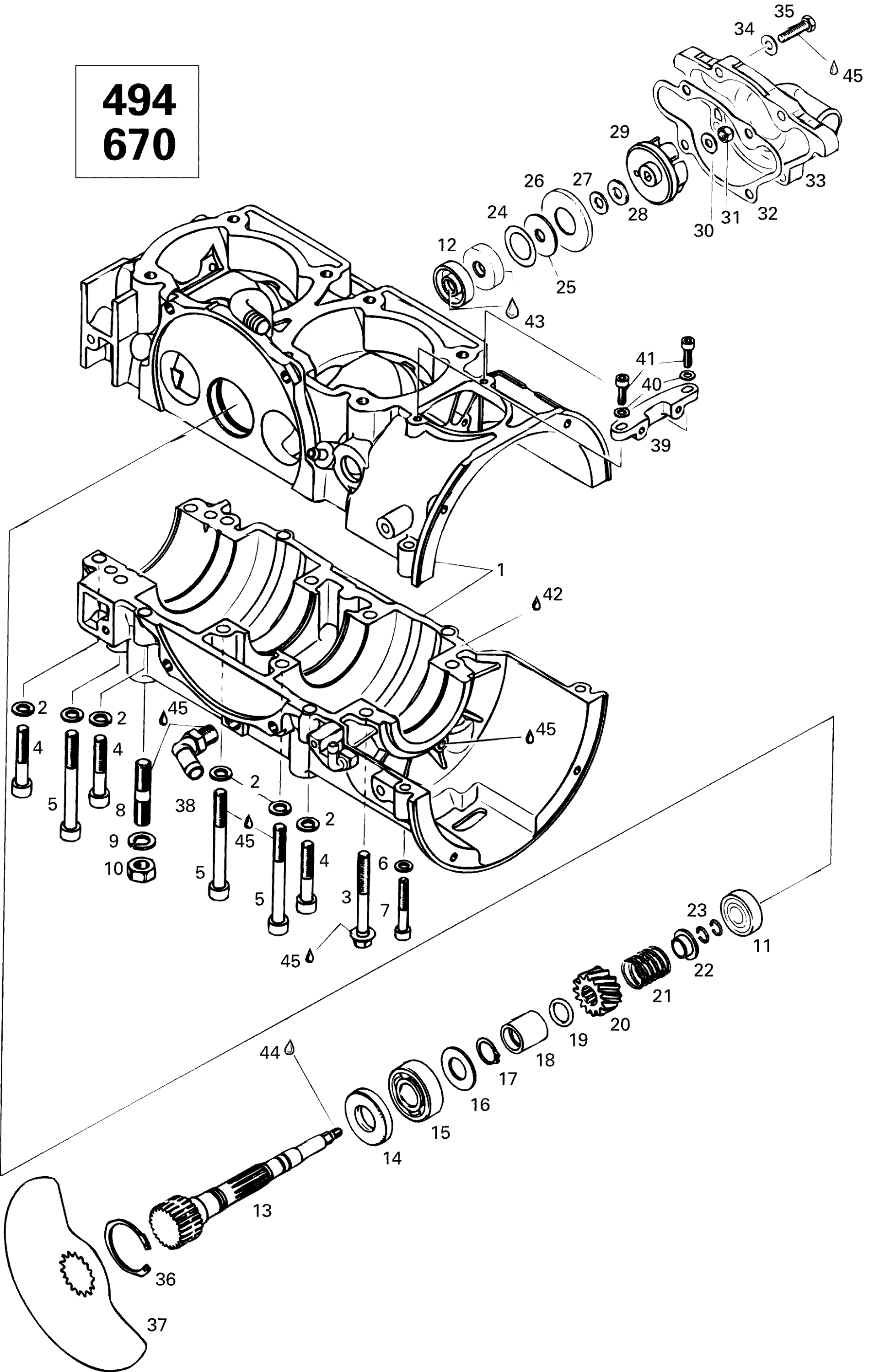 Схема узла: Crankcase (500)