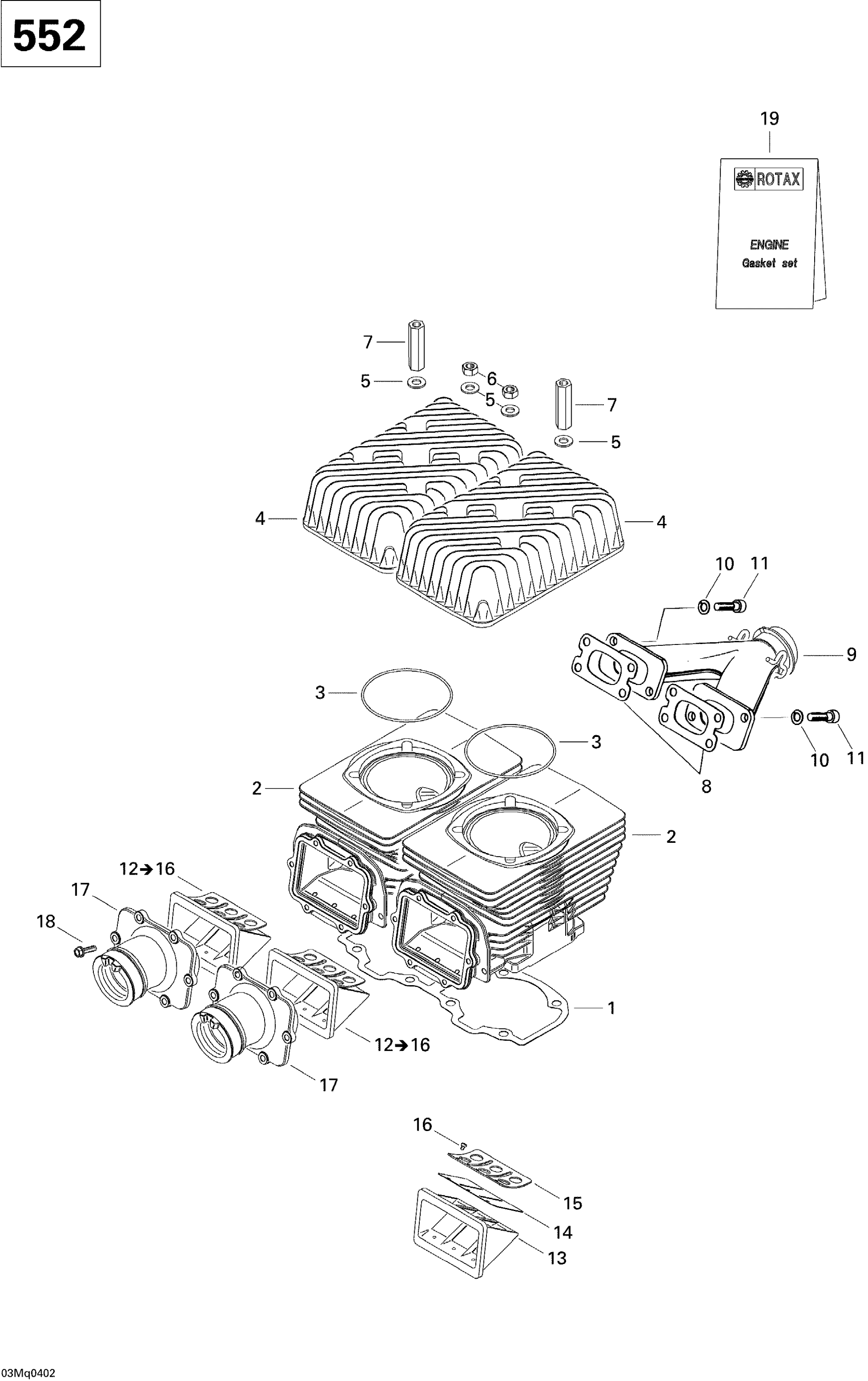 Схема узла: Cylinder, Exhaust Manifold