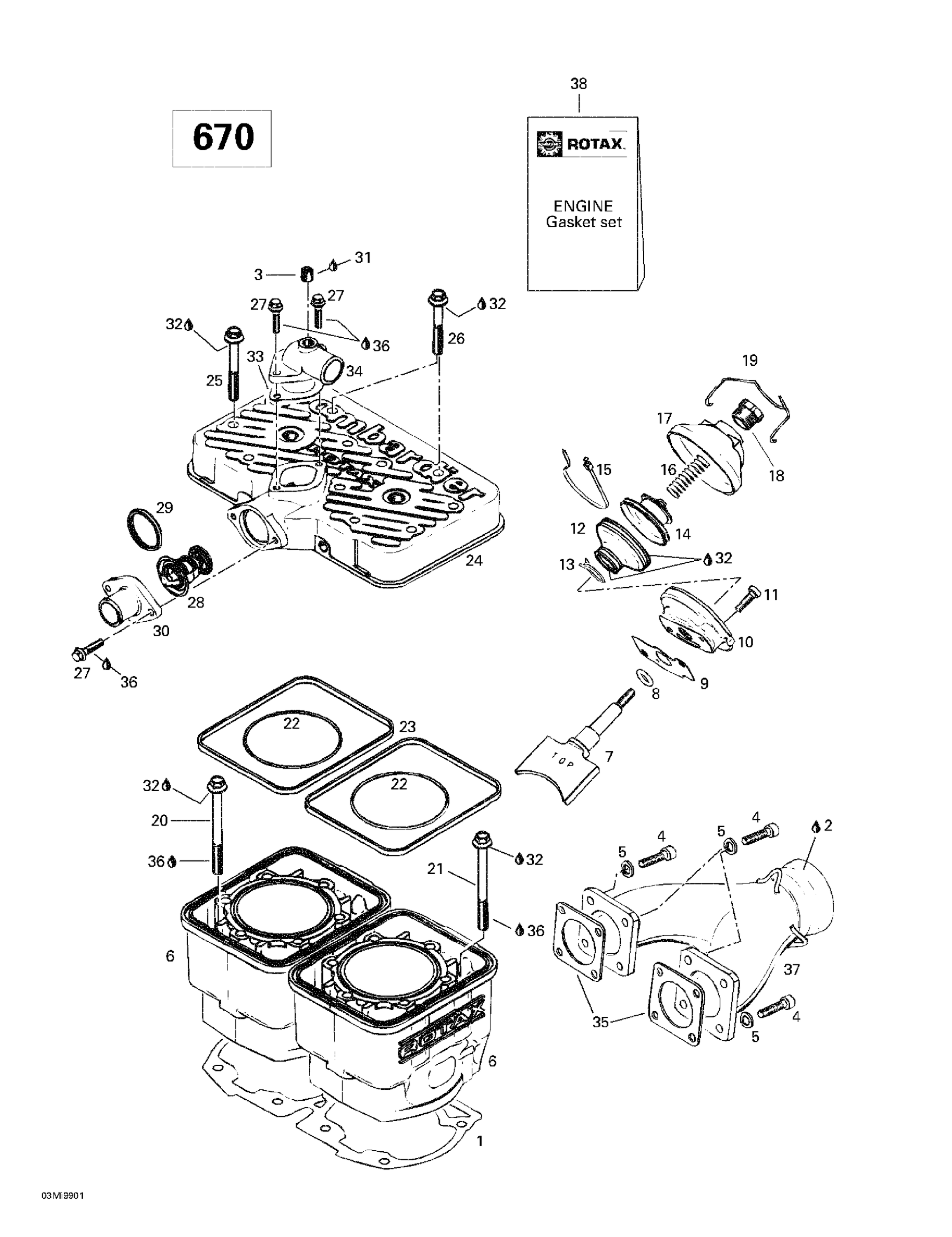 Cylinder, Exhaust Manifold (670)