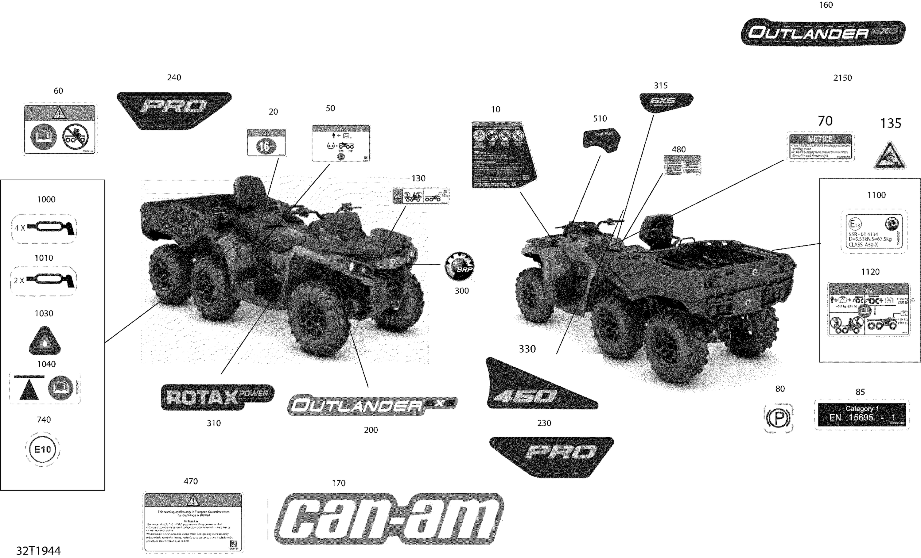 Схема узла: Decals Outlander 6X6 - 450 EFI