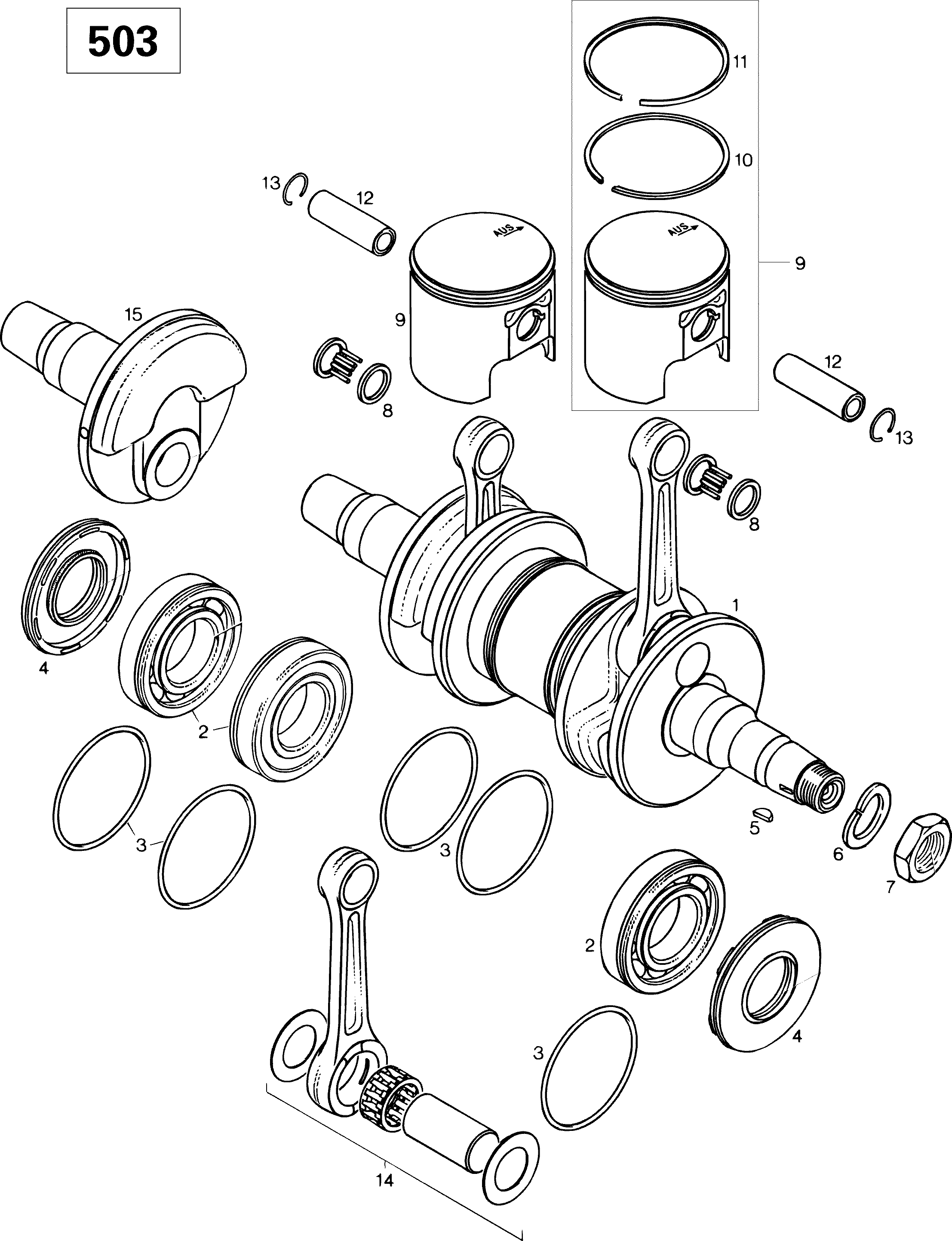 Схема узла: Crankshaft And Pistons 503