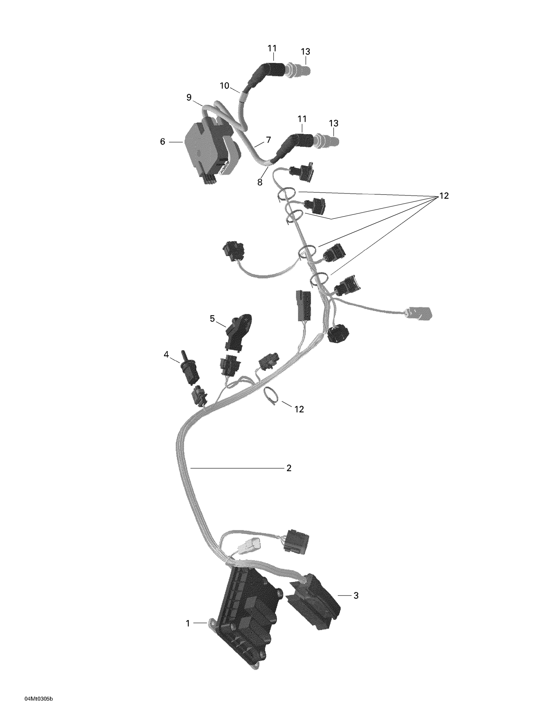 Схема узла: Engine Harness, Electronic Box, Ignition Coil
