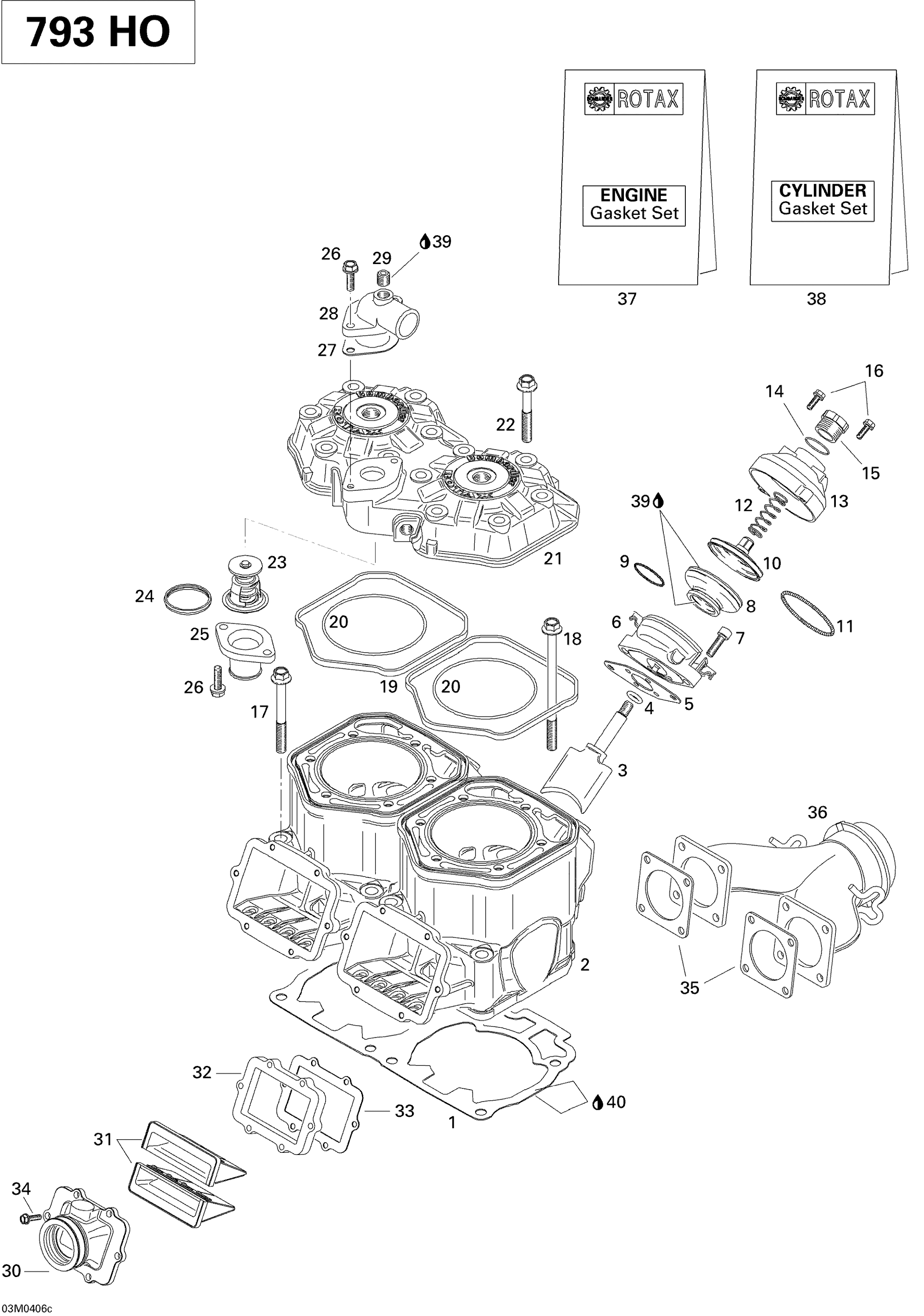 Cylinder, Exhaust Manifold, Reed Valve (793 HO)