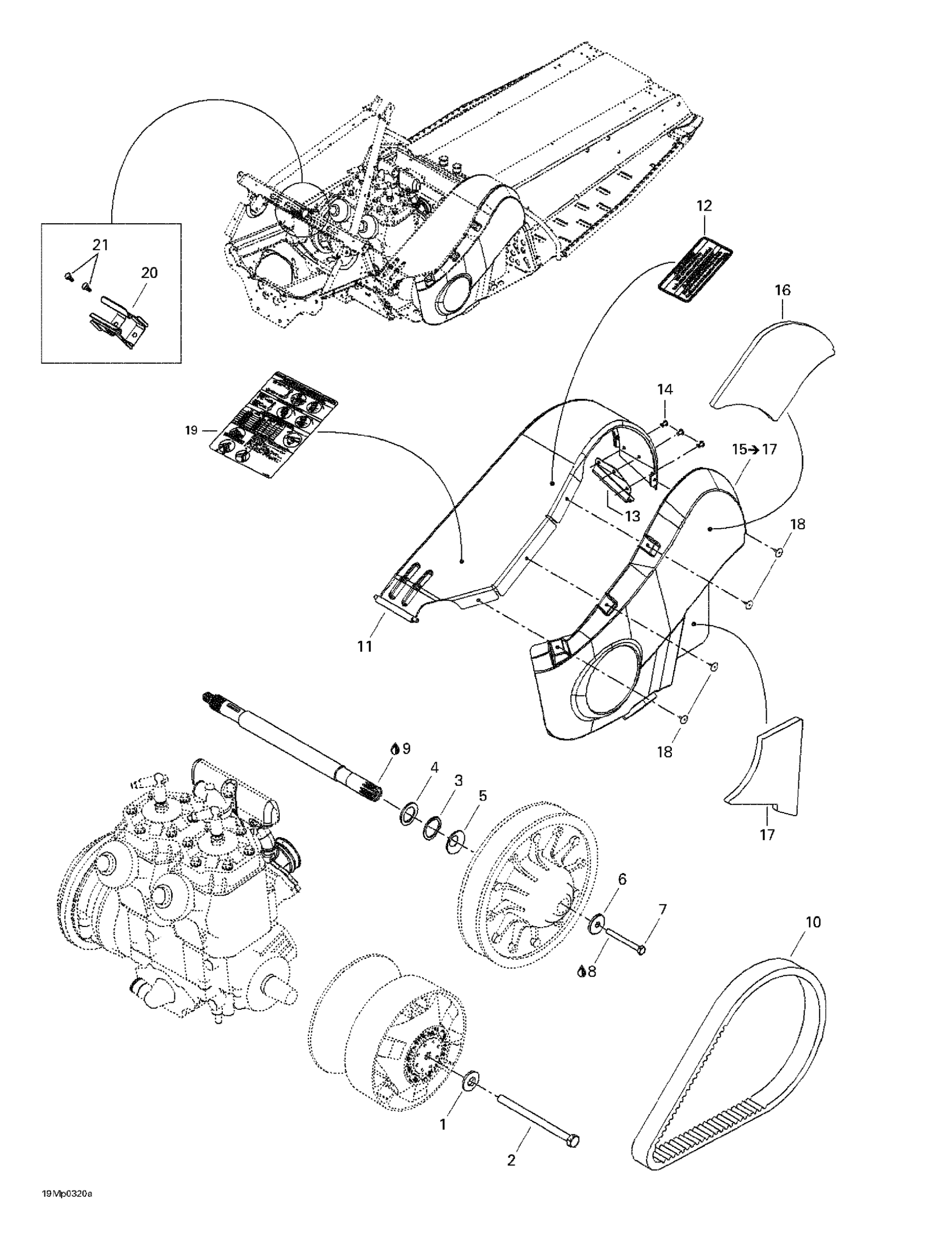 Схема узла: Pulleys System And Belt Guard