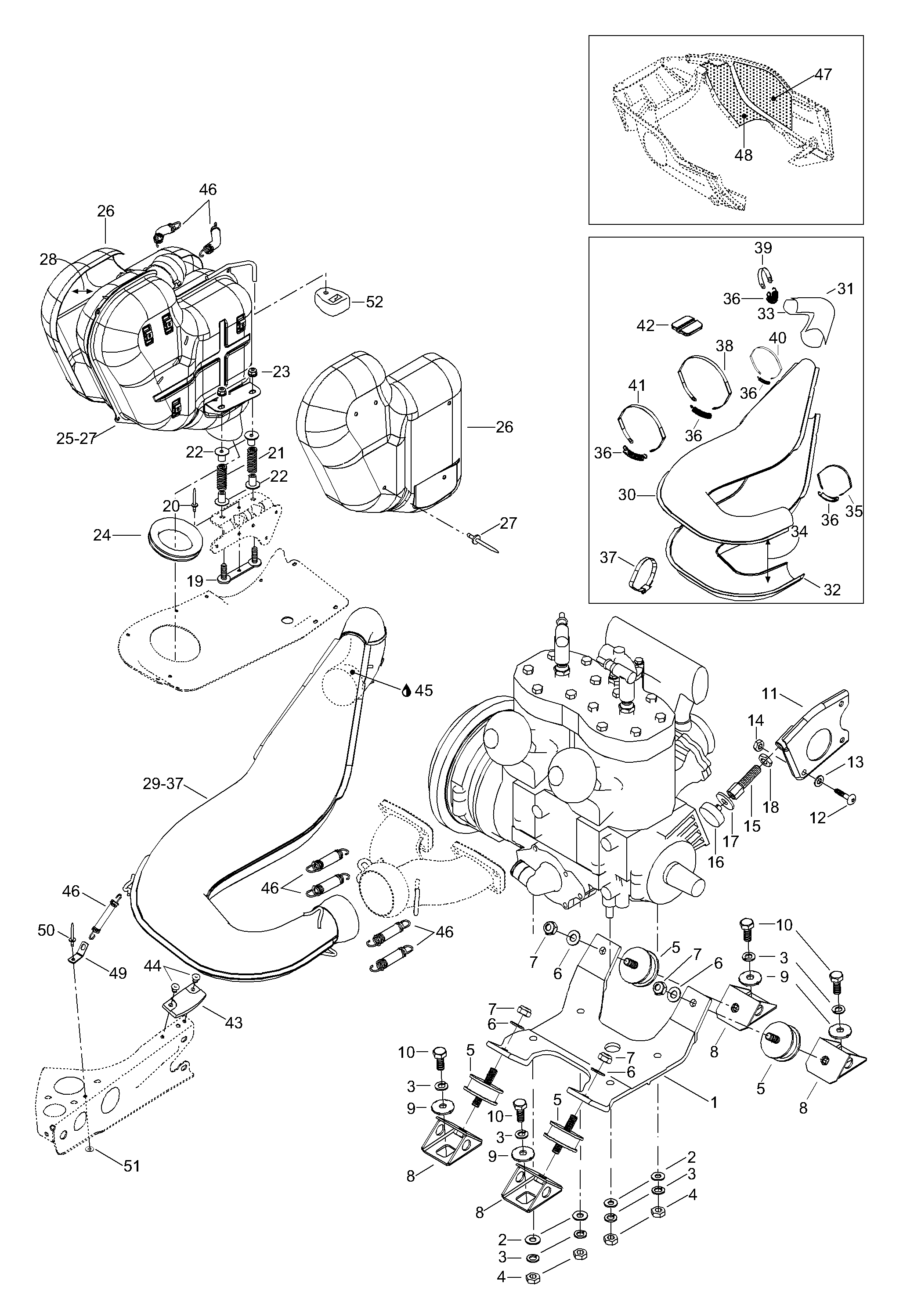 Схема узла: Engine Mount Plate/Muffler