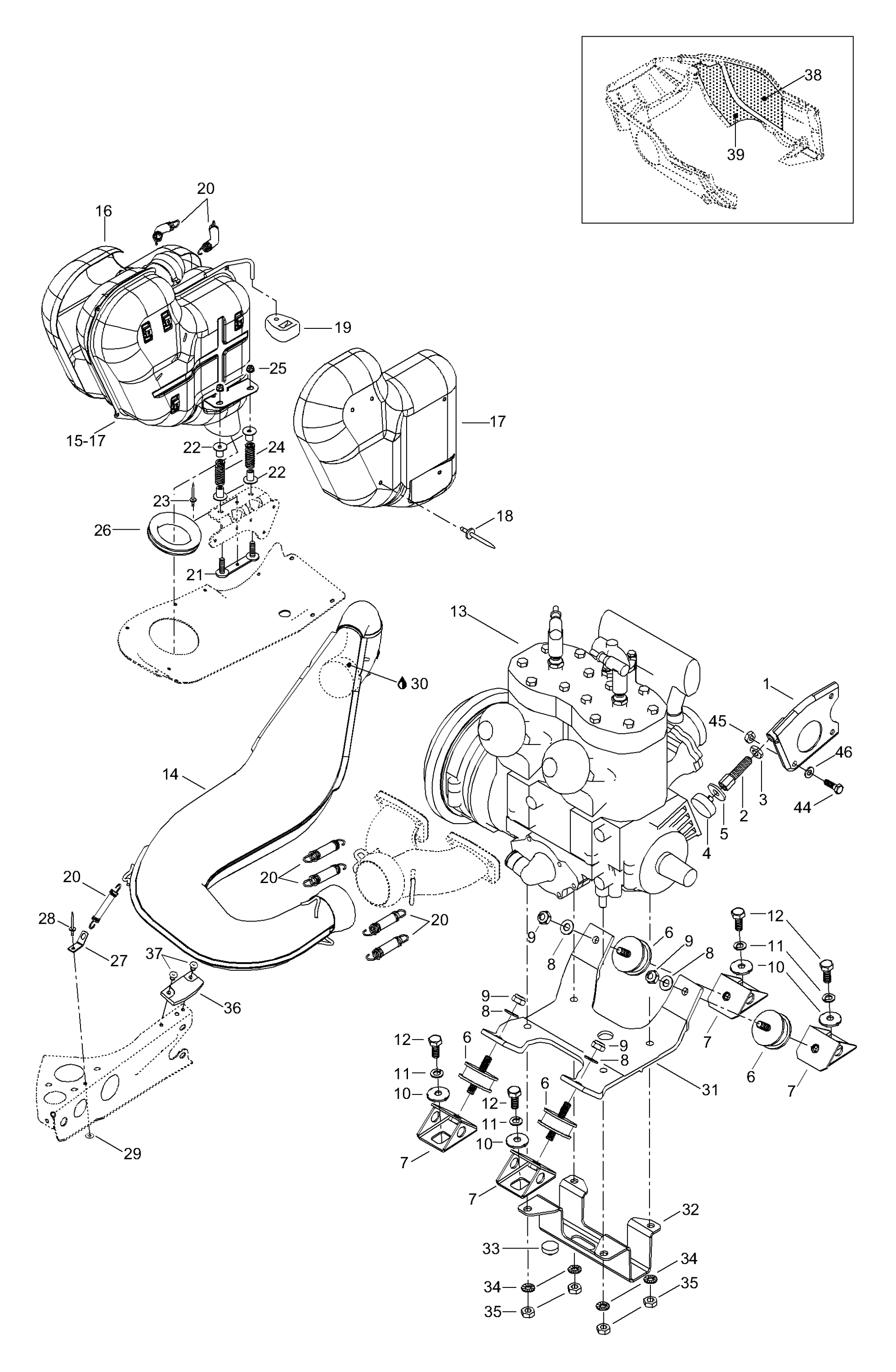 Схема узла: Engine Mount Plate/Muffler