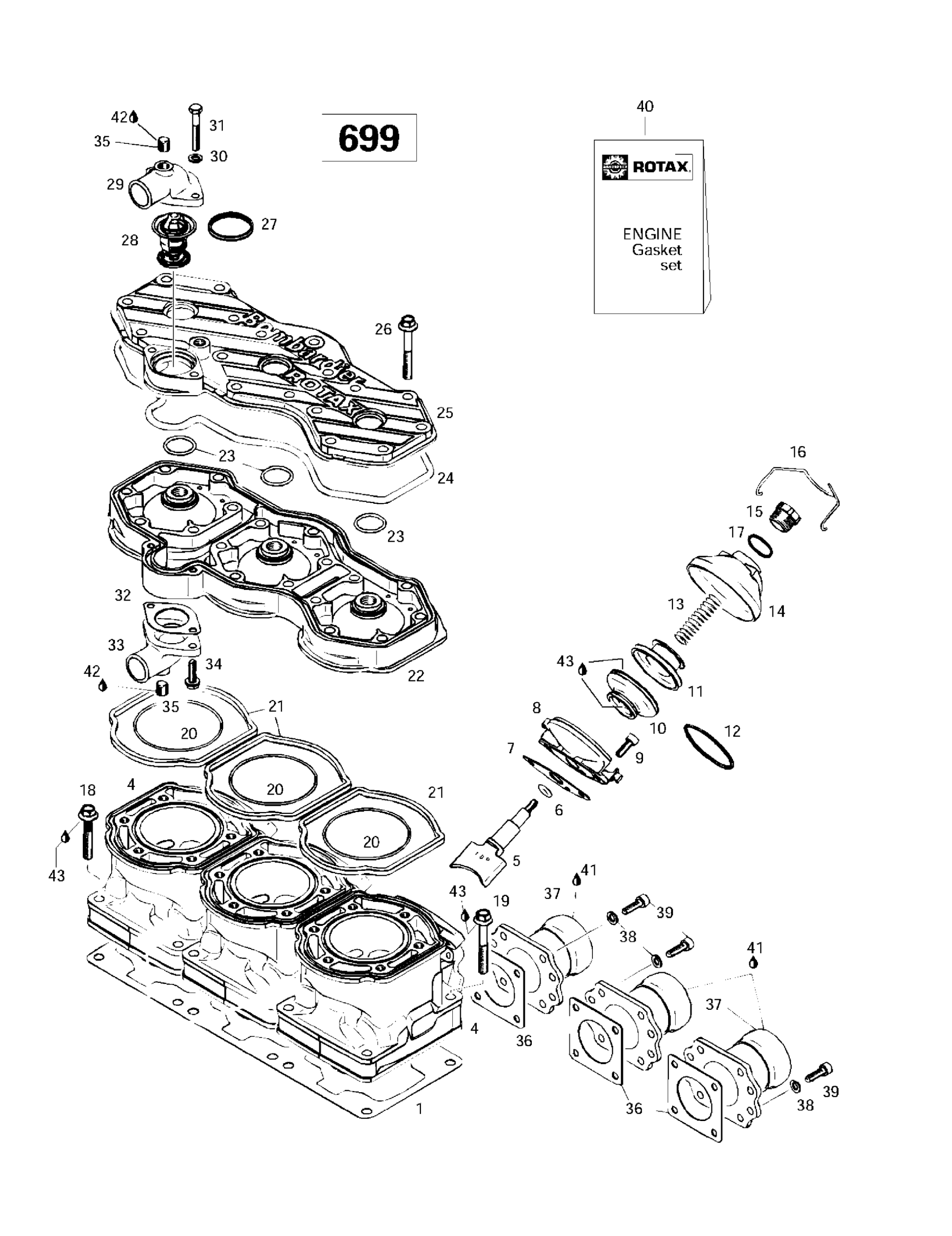 Схема узла: Cylinder, Exhaust Manifold (699)