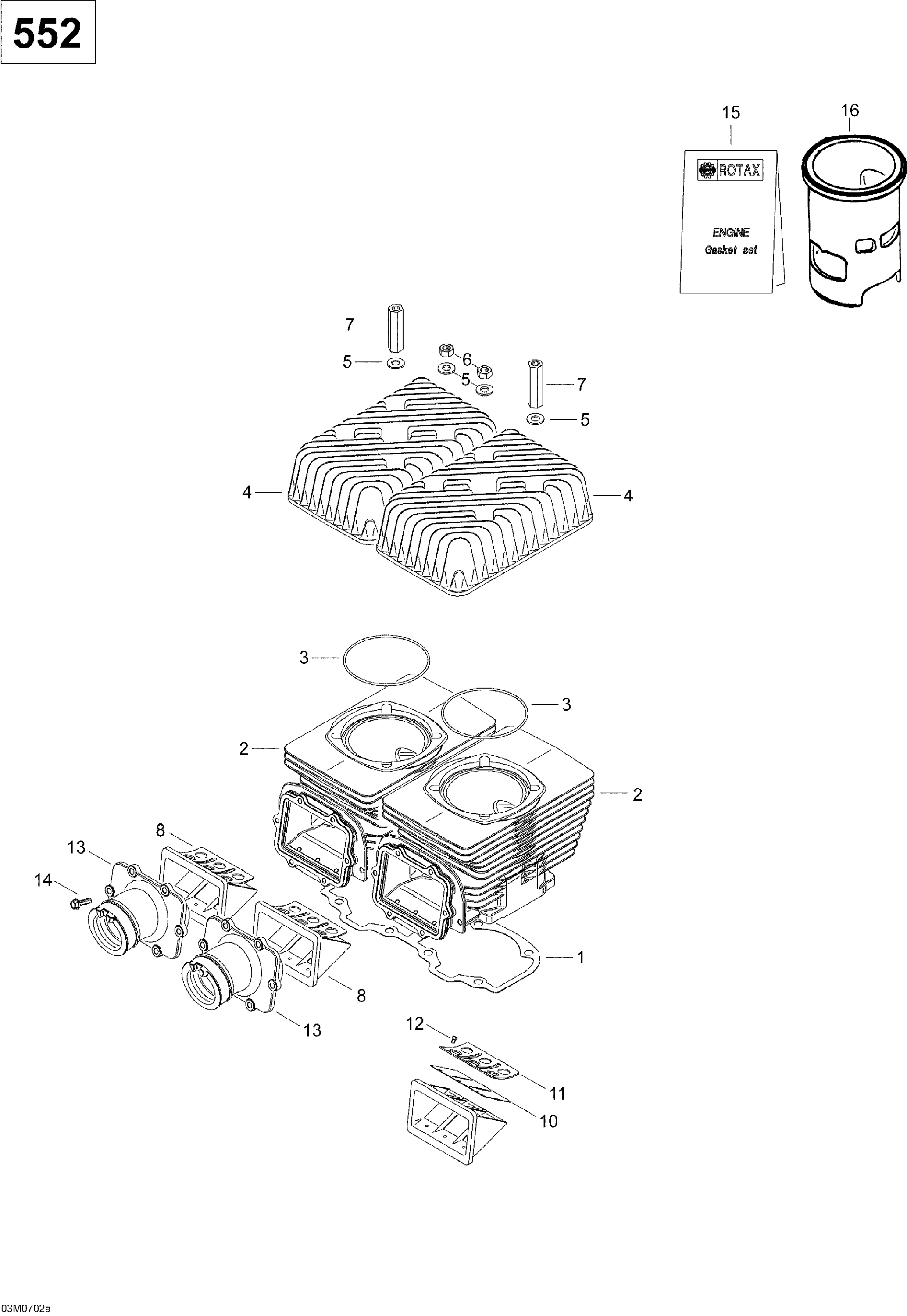 Схема узла: Cylinder and Cylinder Head 550
