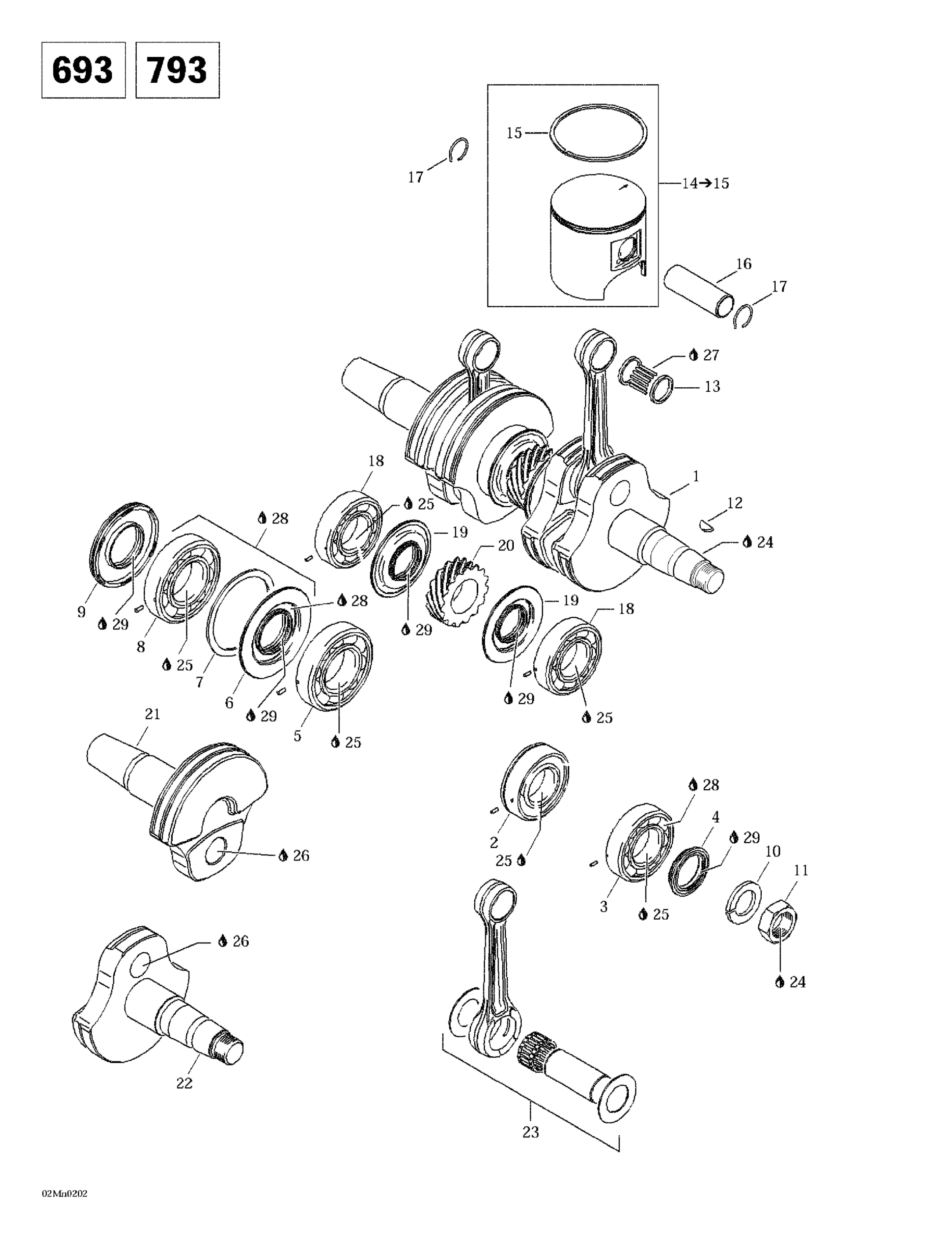 Схема узла: Crankshaft And Pistons (693, 793)