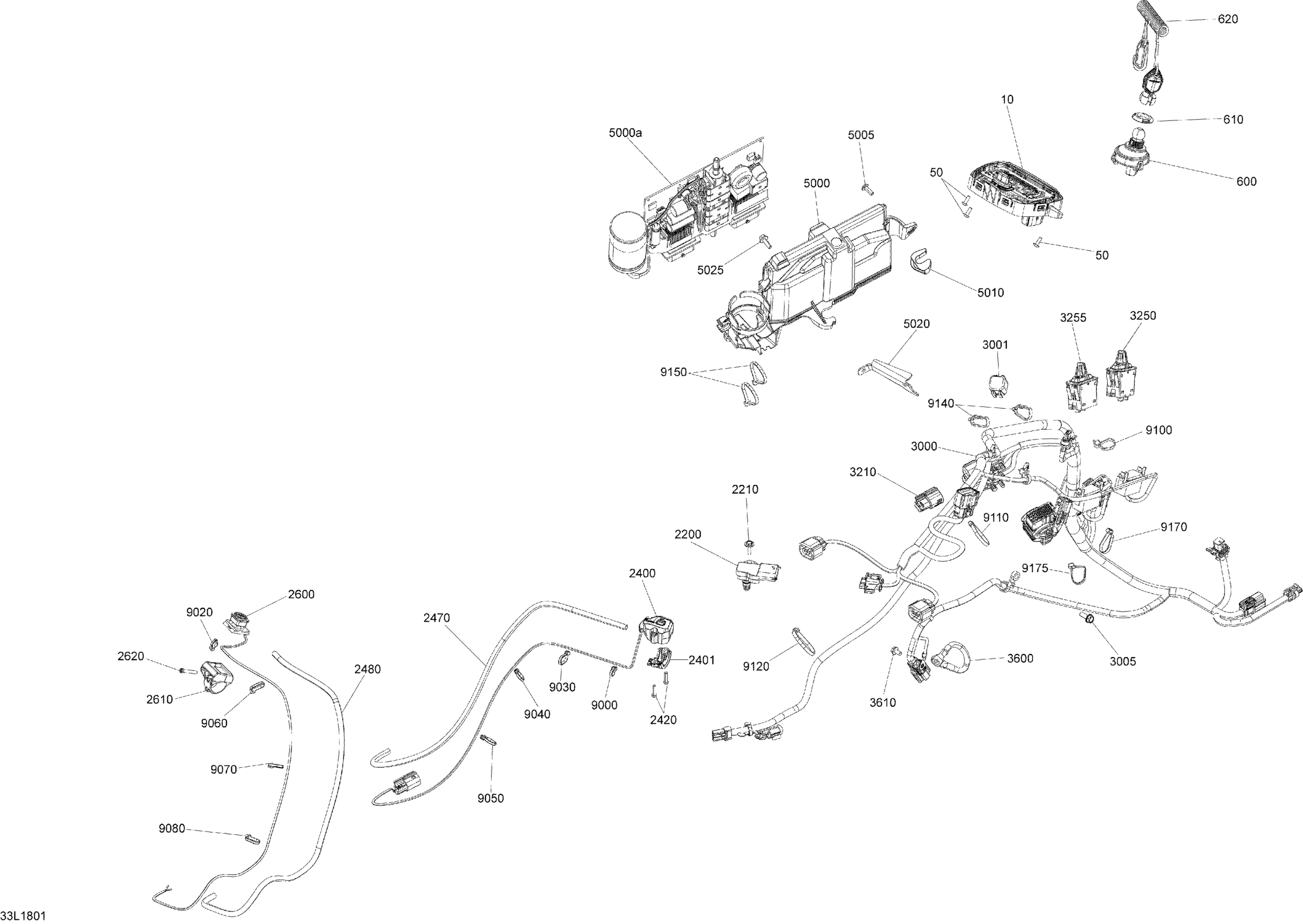 Схема узла: Electrical System Boondocker - 850 E-TEC - Package RE Manual Starter
