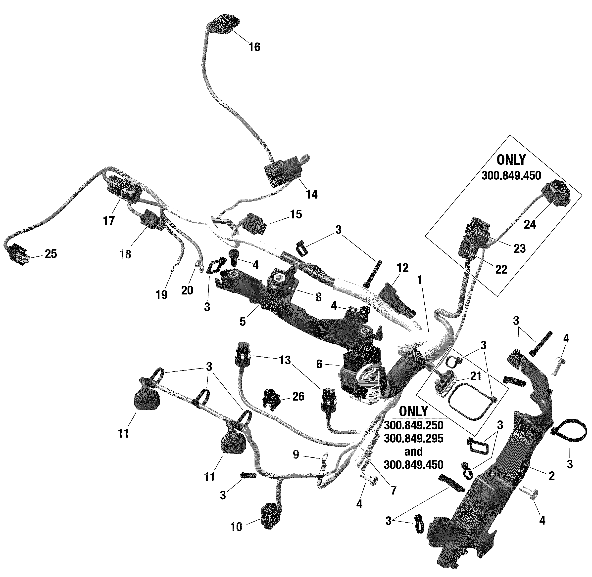 Схема узла: Electric - Engine Harness - 849