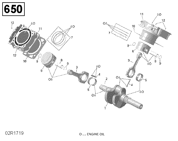 Схема узла: Crankshaft and Pistons - 650 EFI