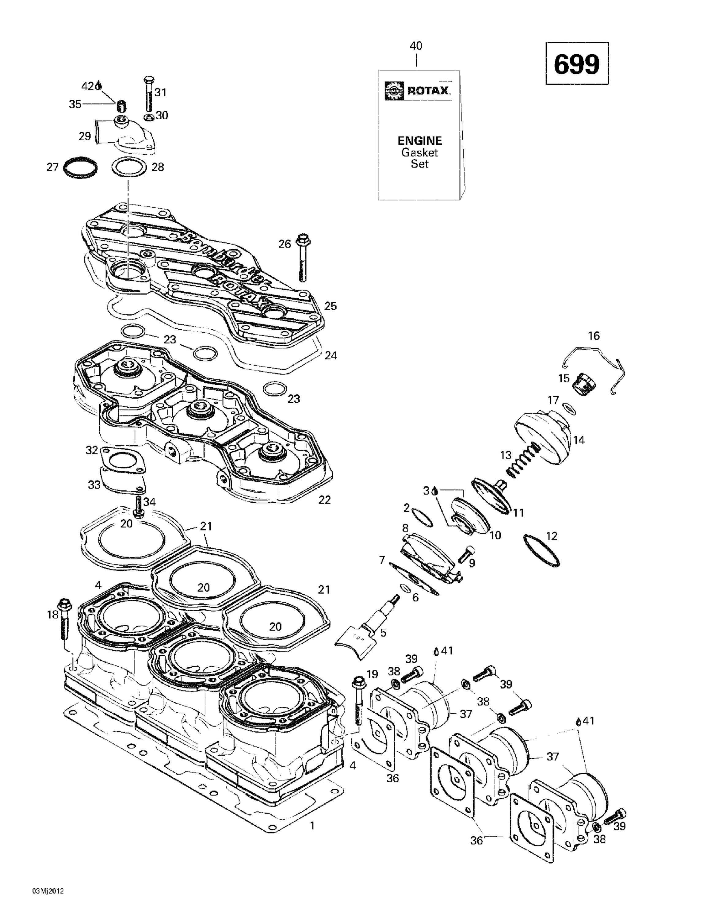 Схема узла: Cylinder, Exhaust Manifold (699)