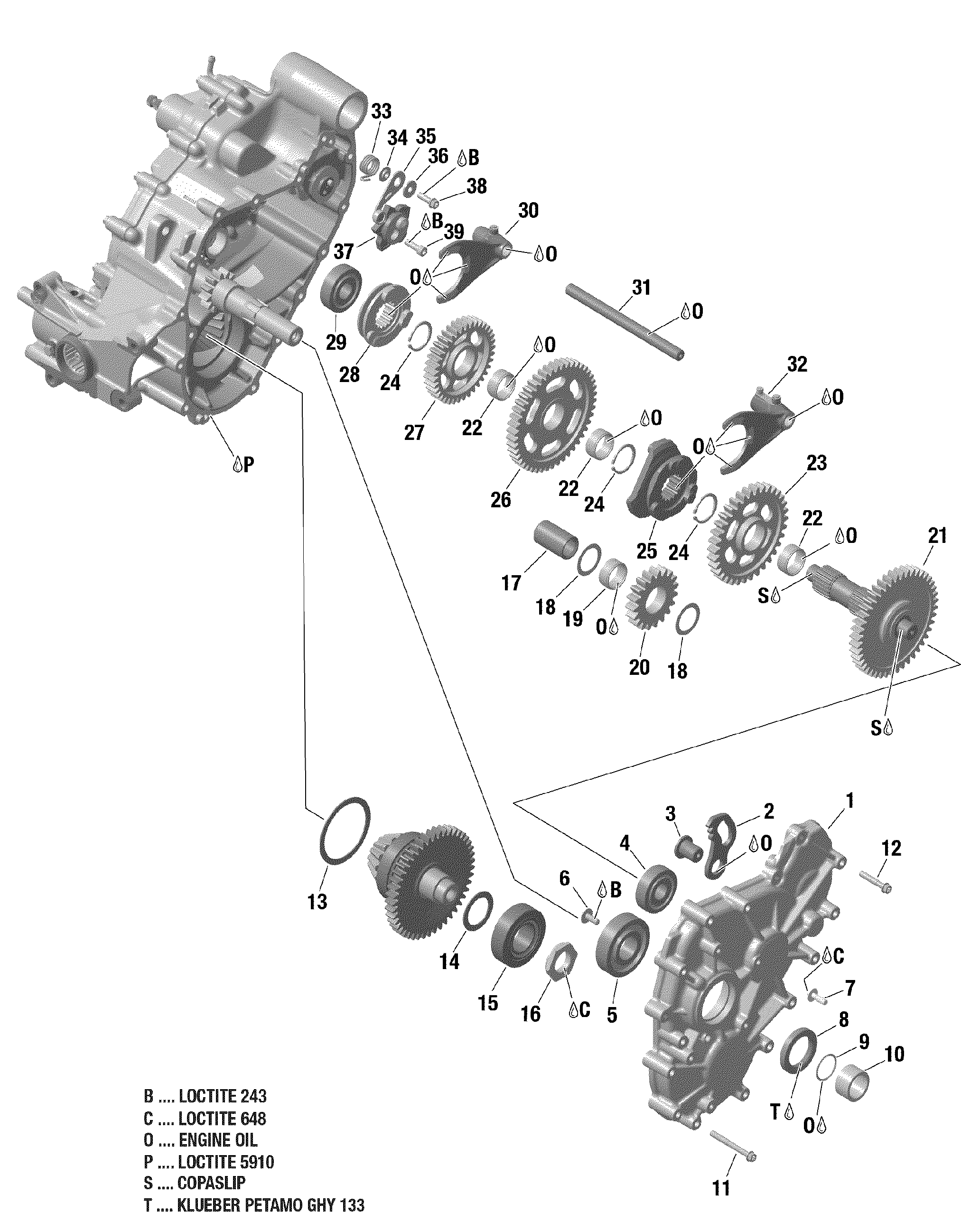Схема узла: ROTAX - Gear Box 2 - 46214