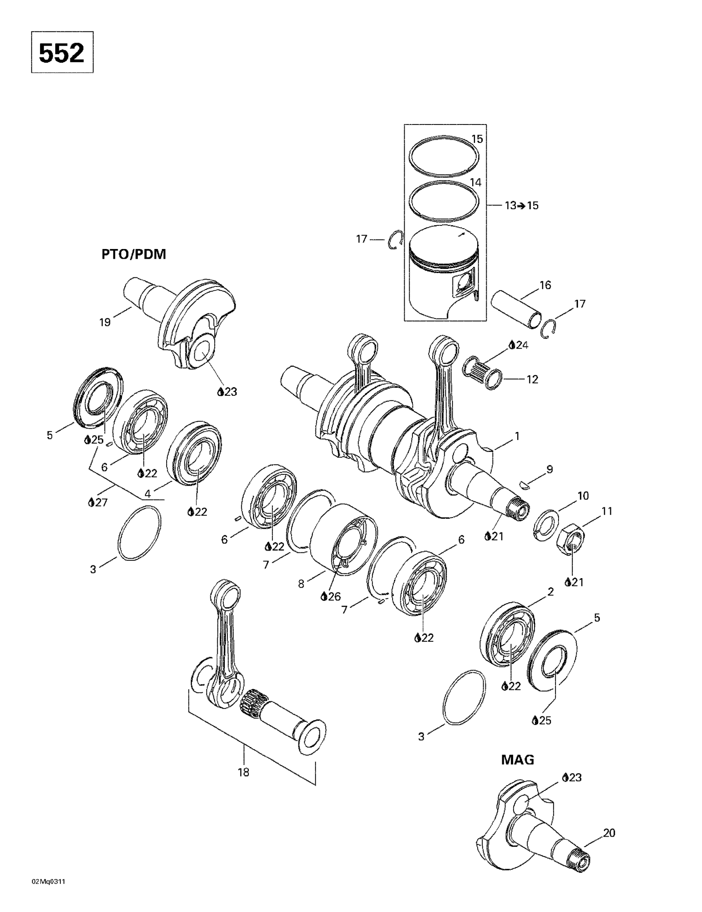 Схема узла: Crankshaft And Pistons (552)