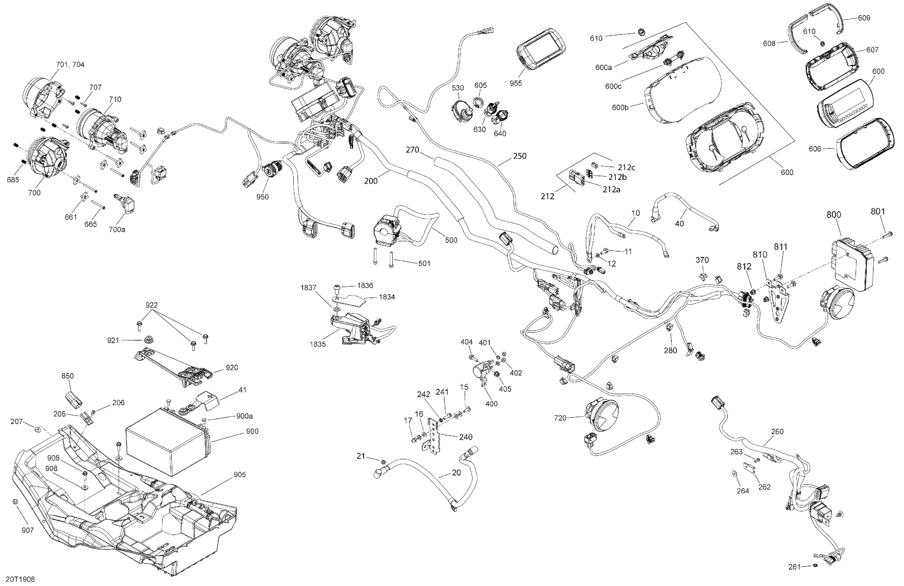 Схема узла: Electrical - 1000R EFI - Packages XT, XTP, XMR LTD Hunting Edition - With Winch