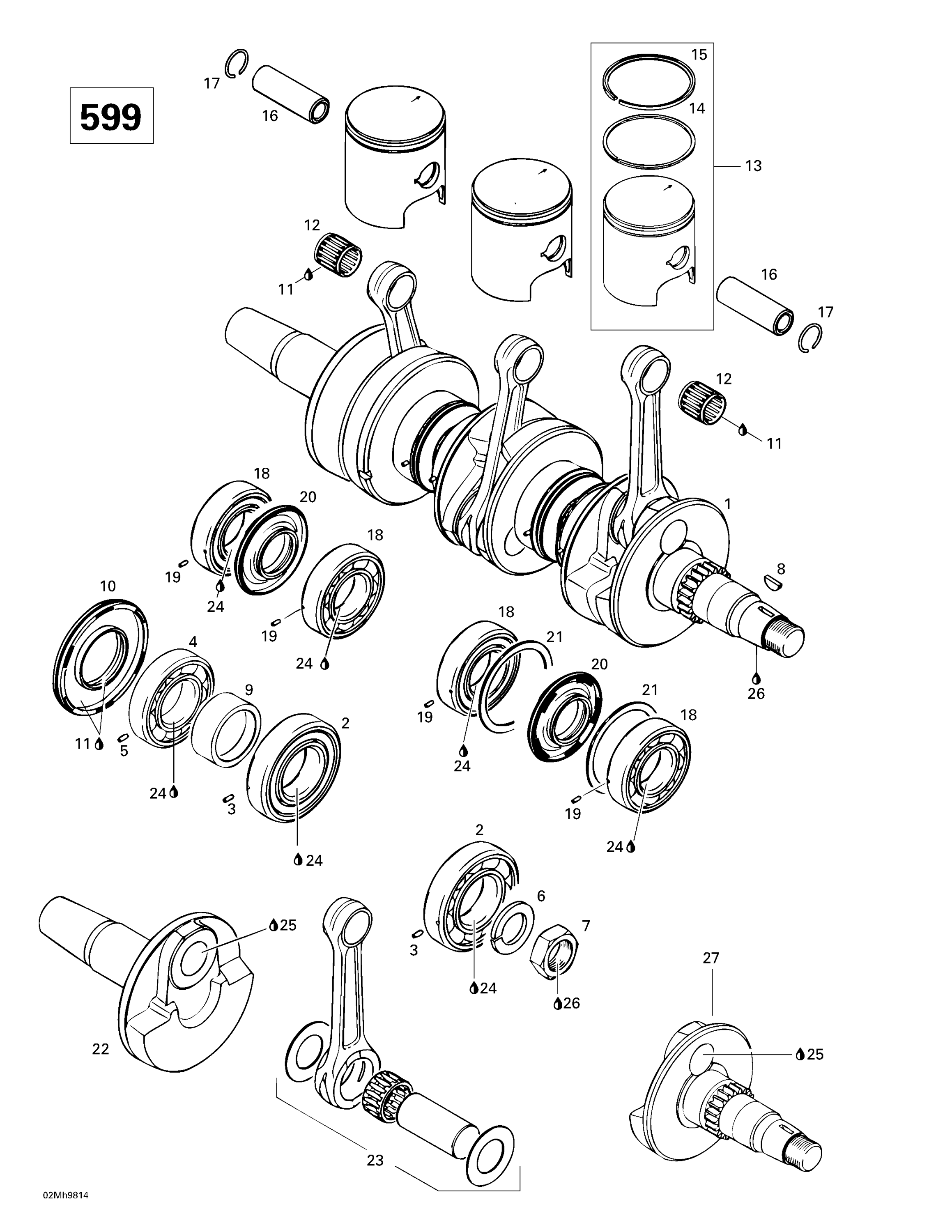 Схема узла: Crankshaft And Pistons (699)