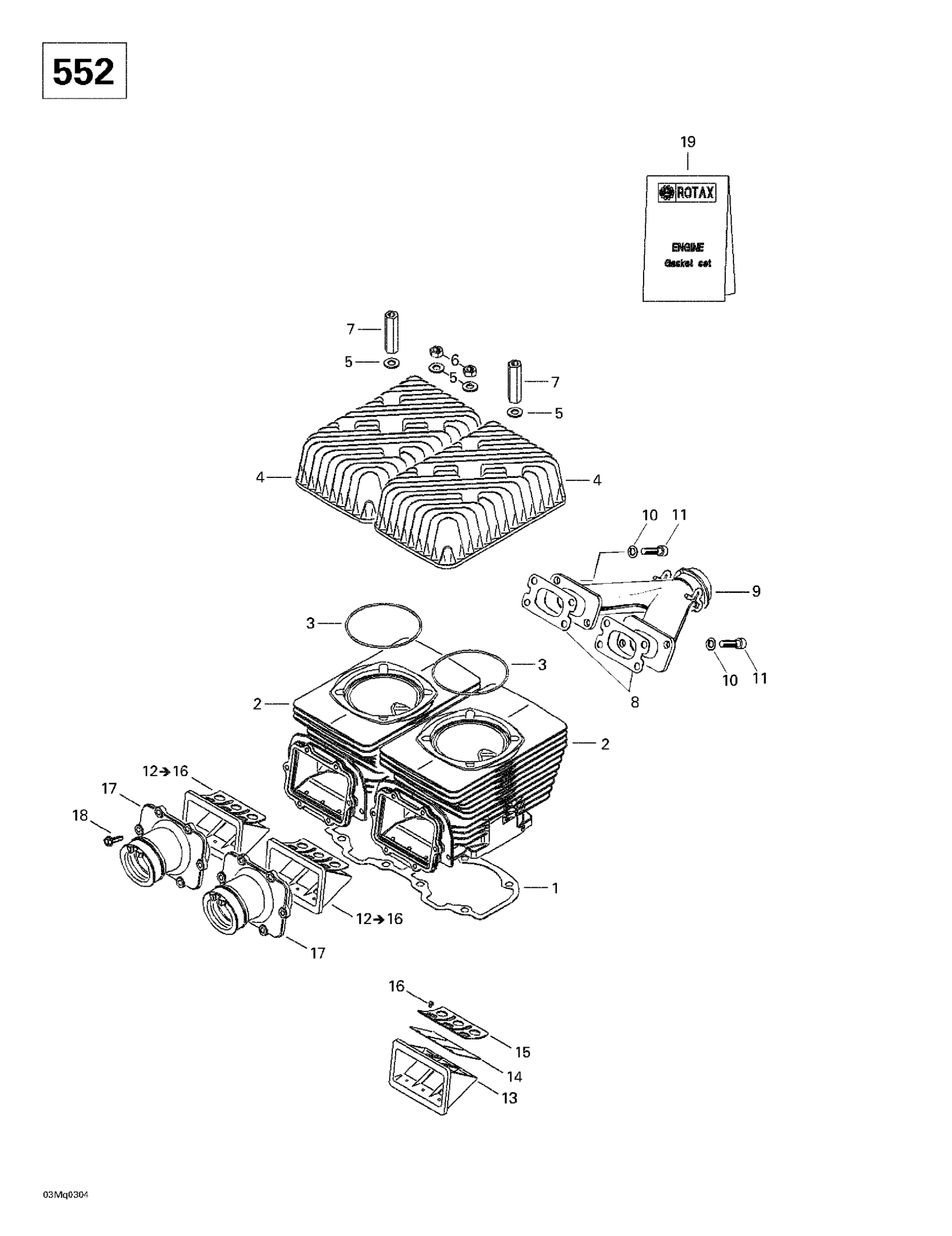 Cylinder, Exhaust Manifold (552)