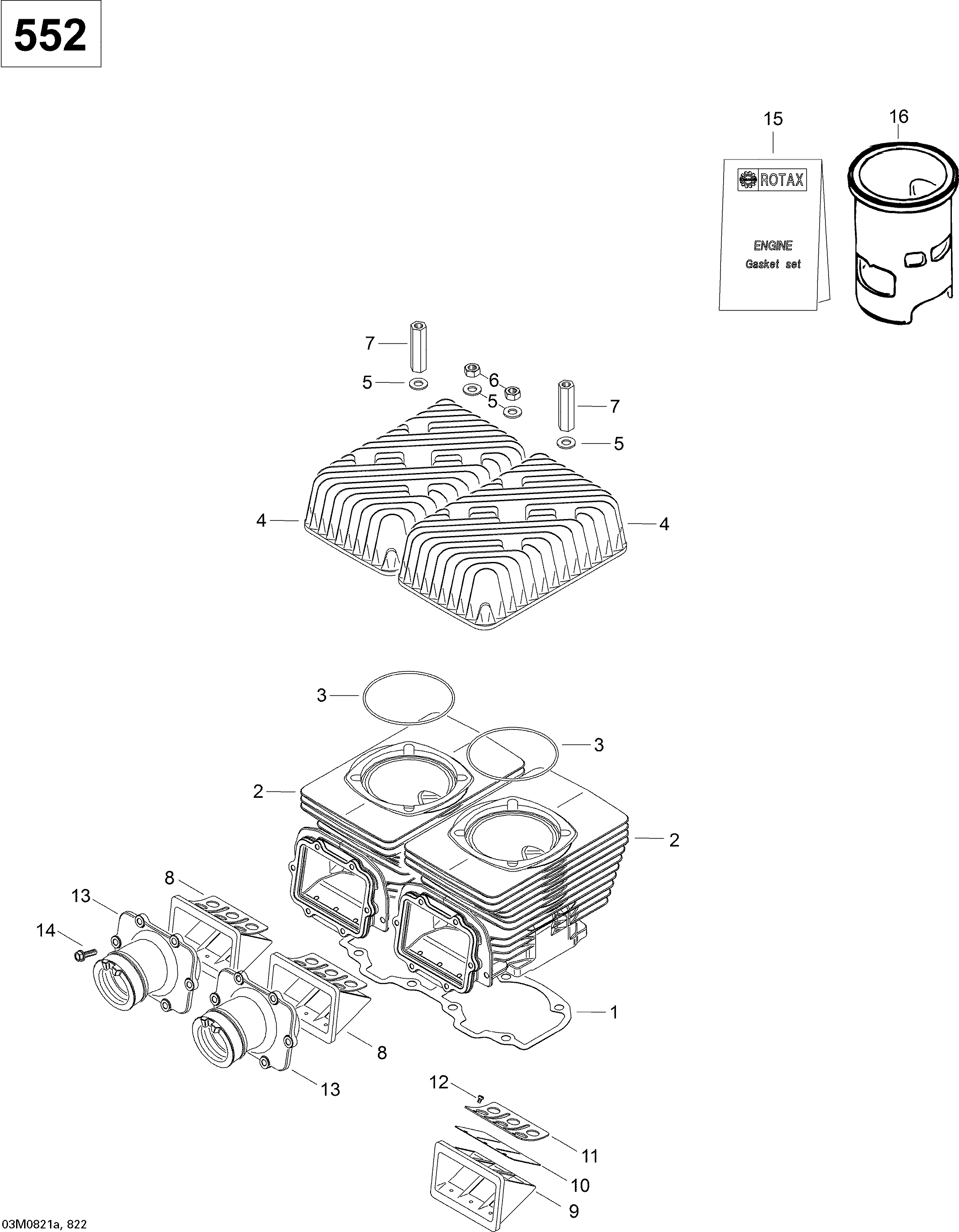 Схема узла: Cylinder and Cylinder Head 550F