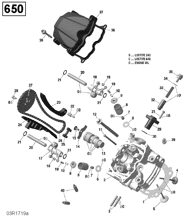Схема узла: Cylinder Head, Front - 650 EFI