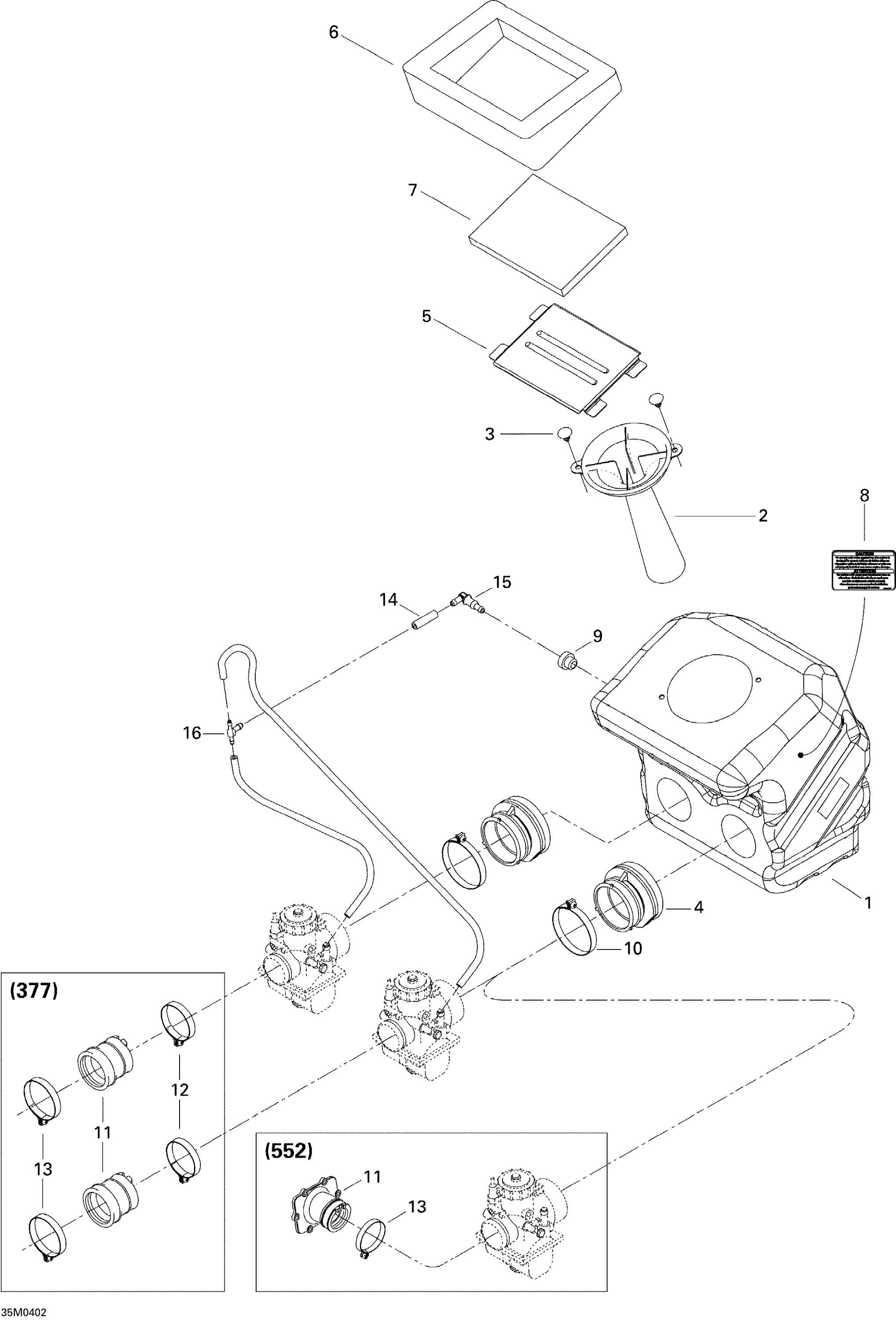 Схема узла: Air Intake System (550F)