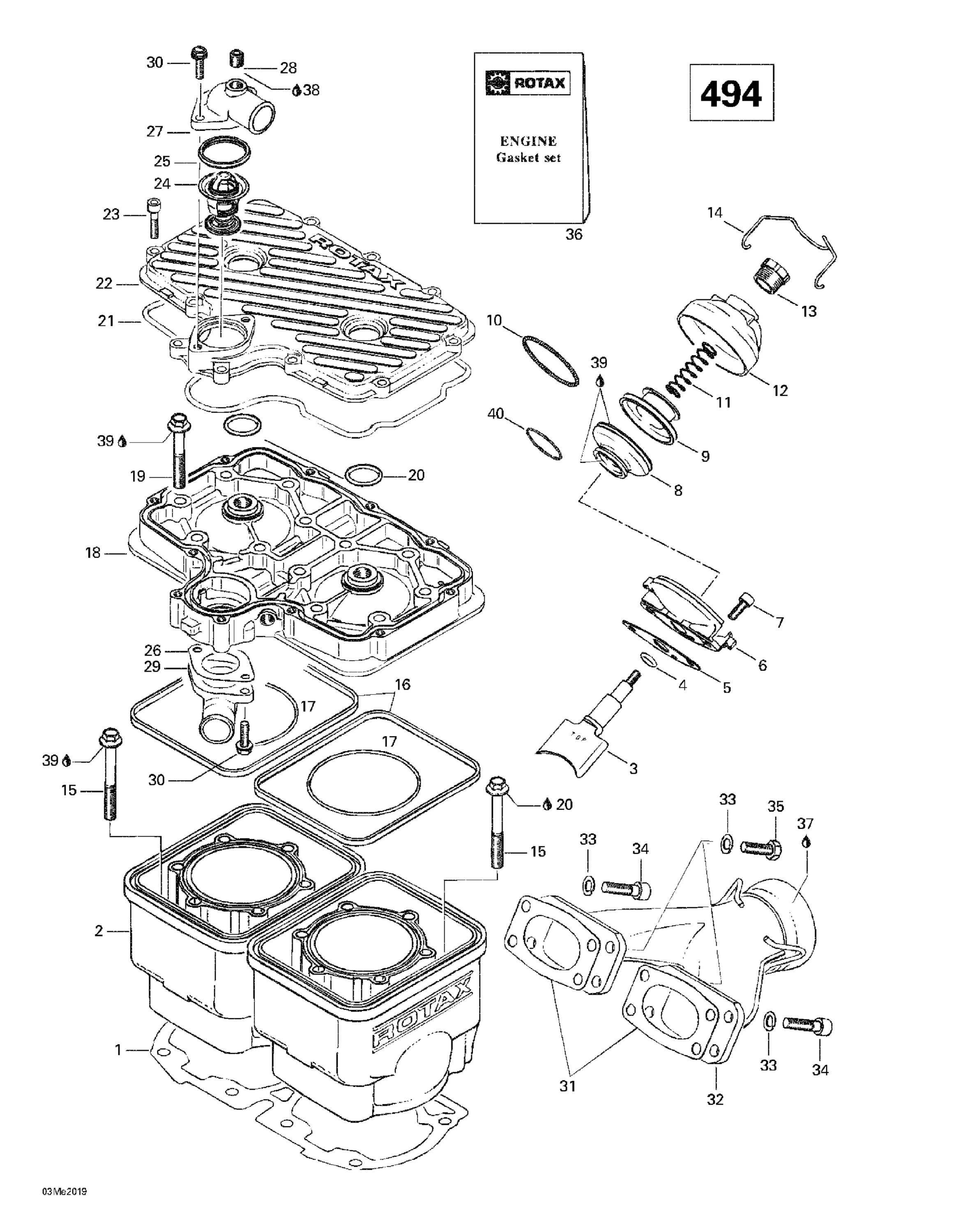 Cylinder, Exhaust Manifold (494)