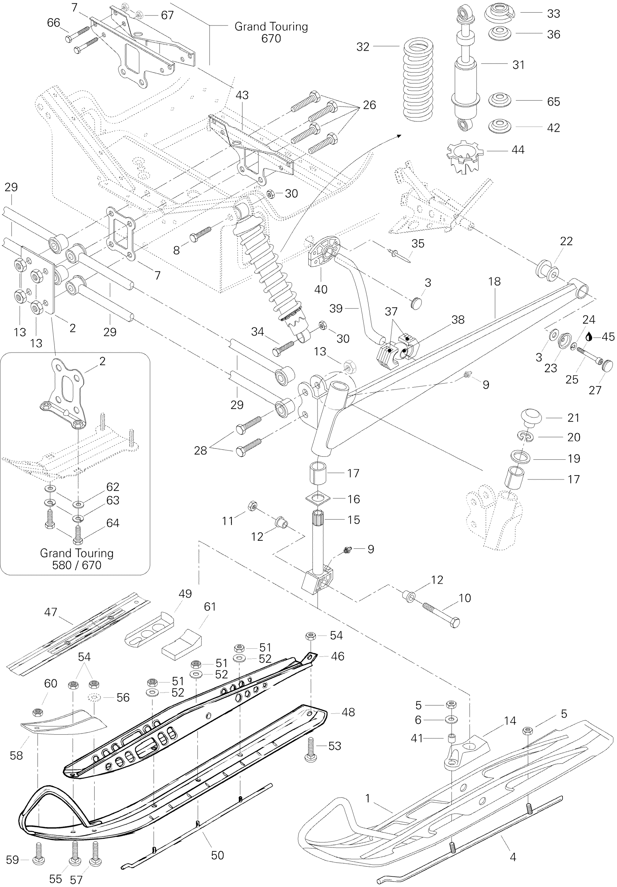 Схема узла: Front Suspension And Ski 580