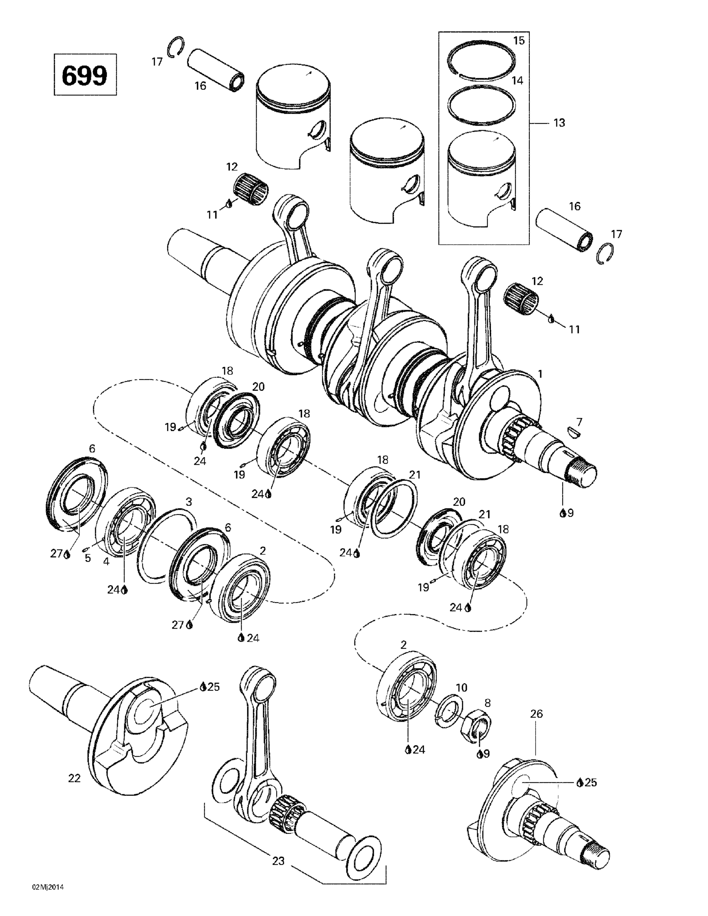 Схема узла: Crankshaft And Pistons (699)