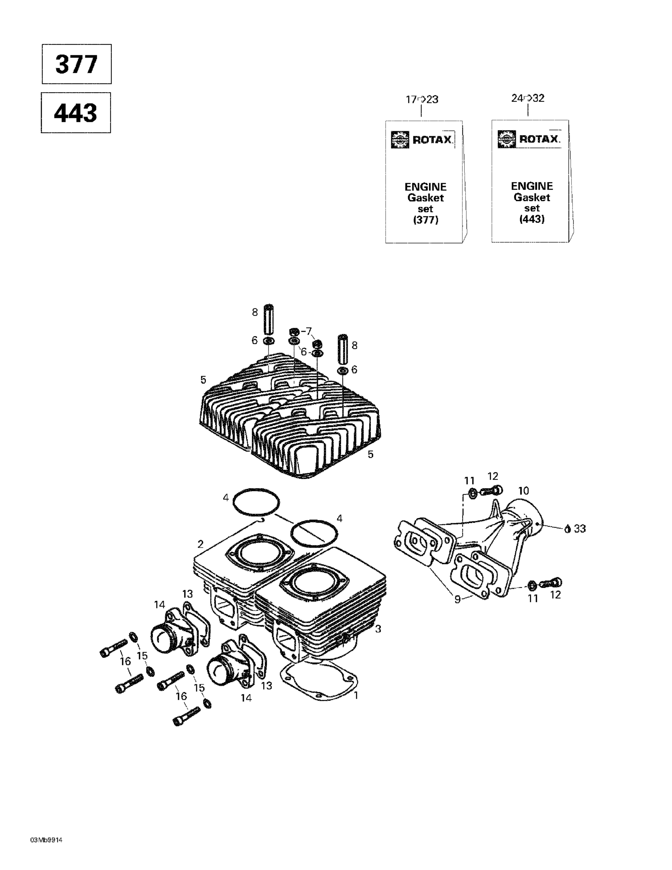 Cylinder, Exhaust Manifold (377, 443)