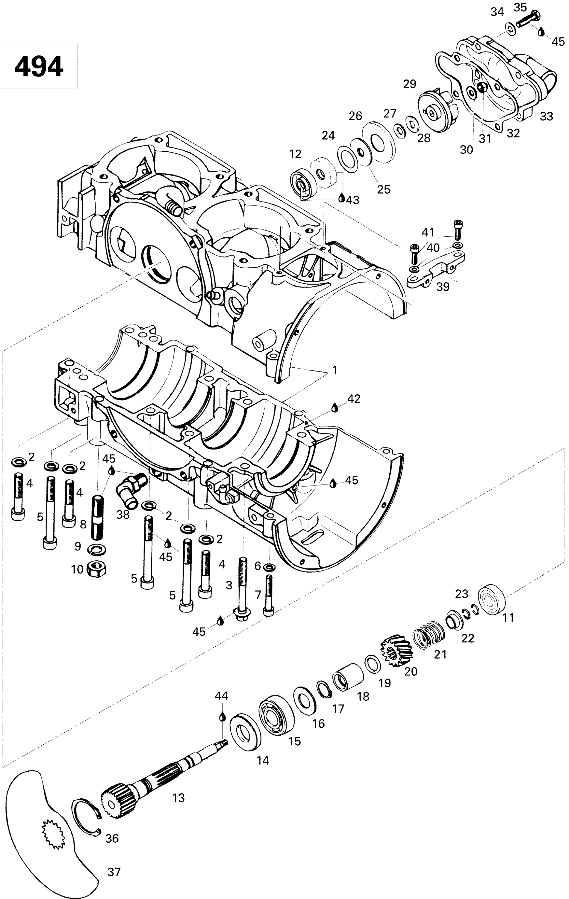 Схема узла: Crankcase (500)