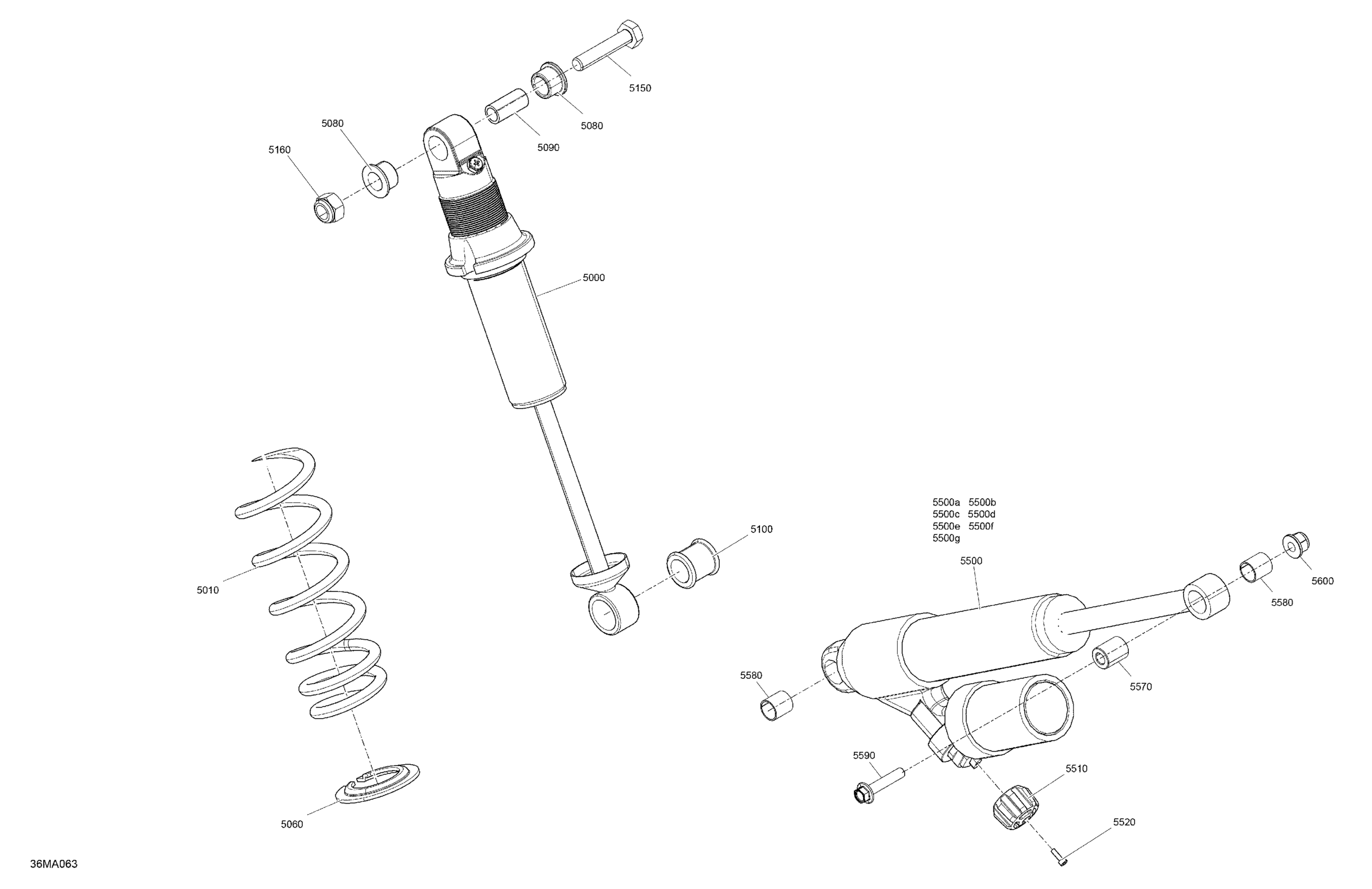 Схема узла: Suspension - Rear Shocks