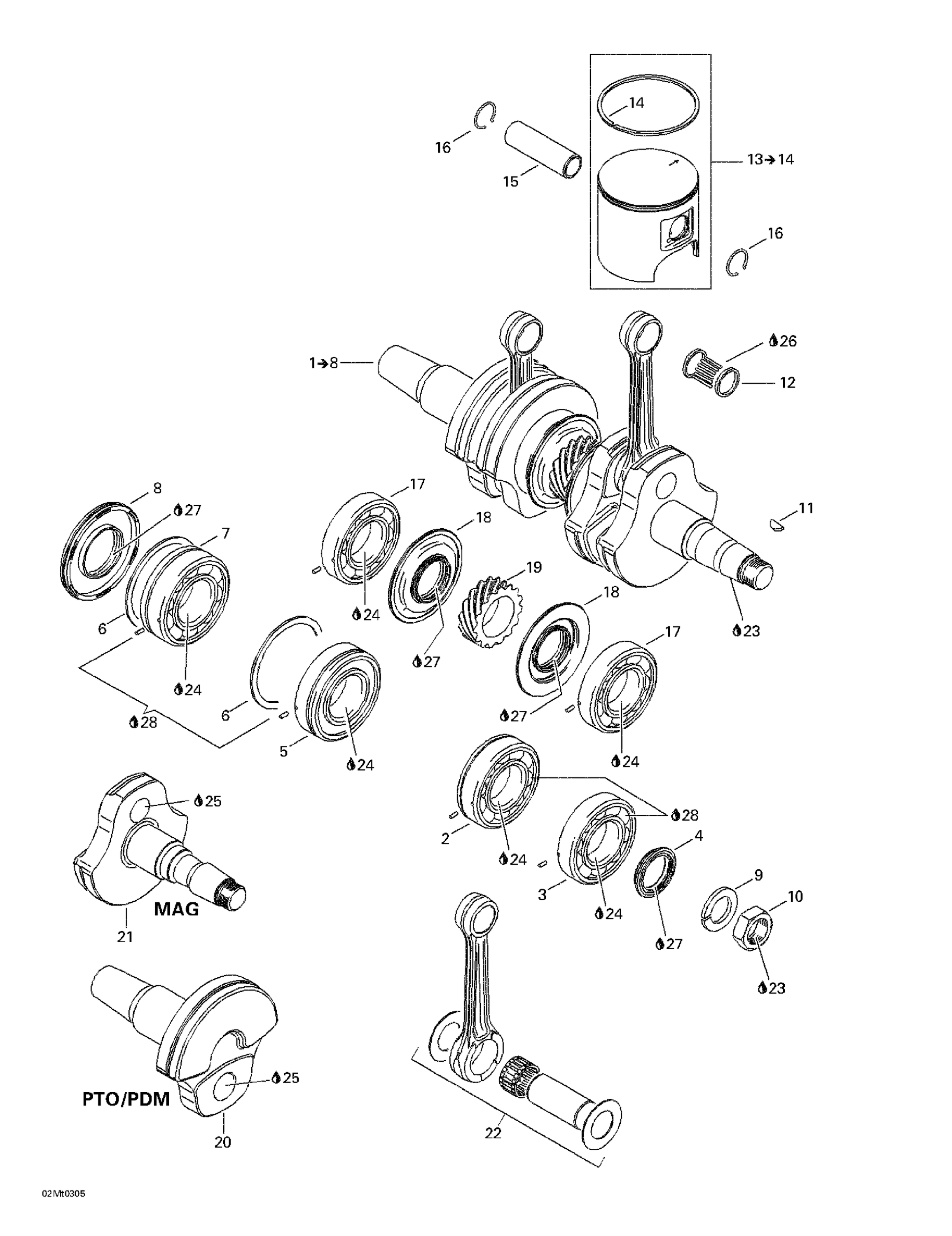 Схема узла: Crankshaft And Pistons