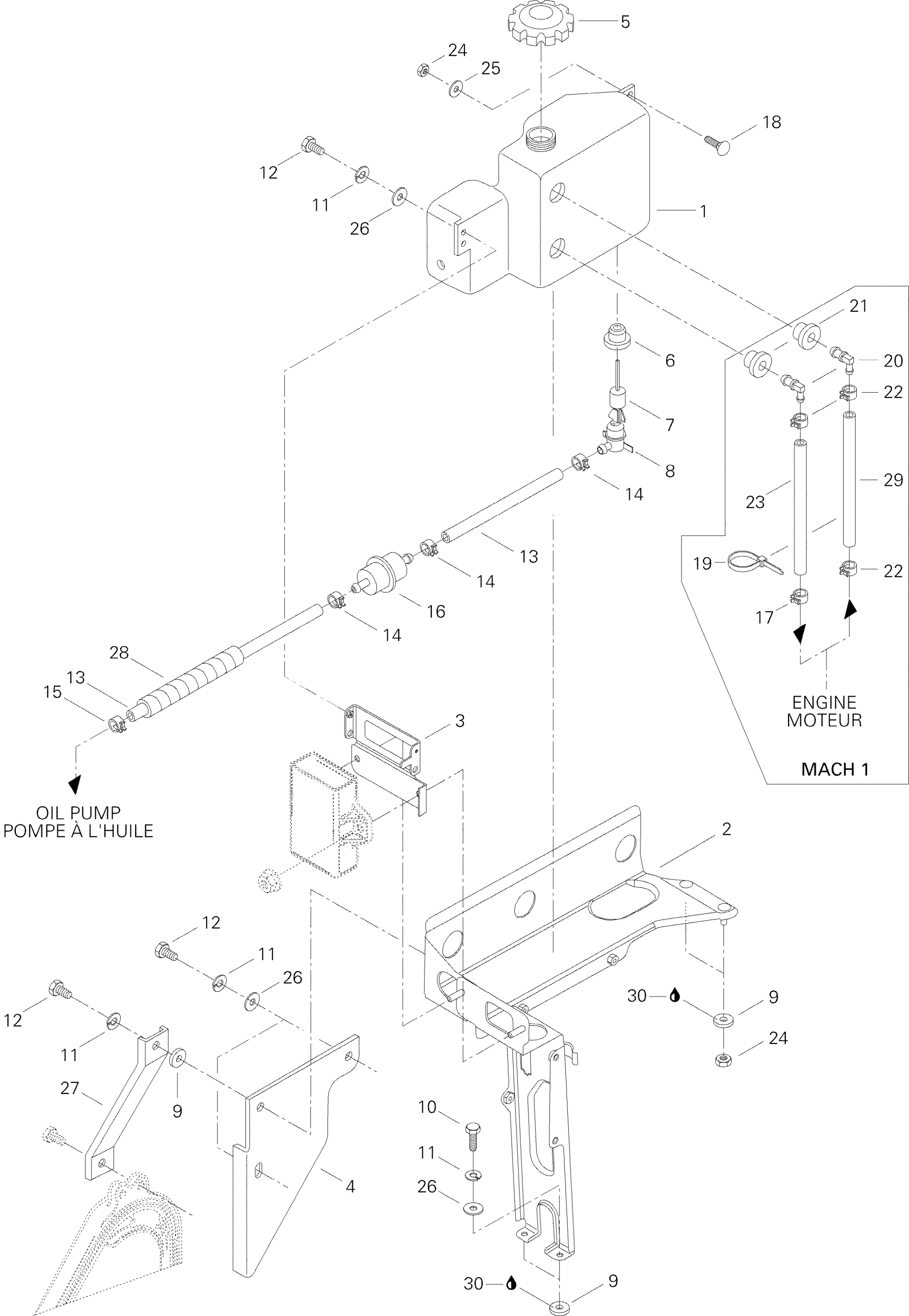 Схема узла: Oil Tank And Support Mach Z, Z LT