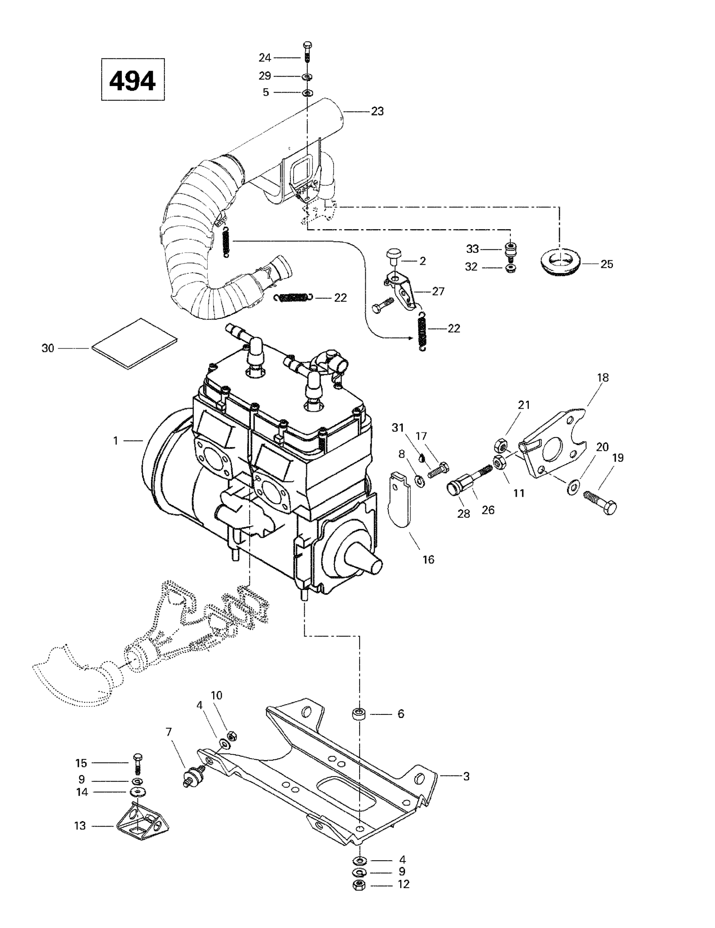 Engine Support And Muffler (494)