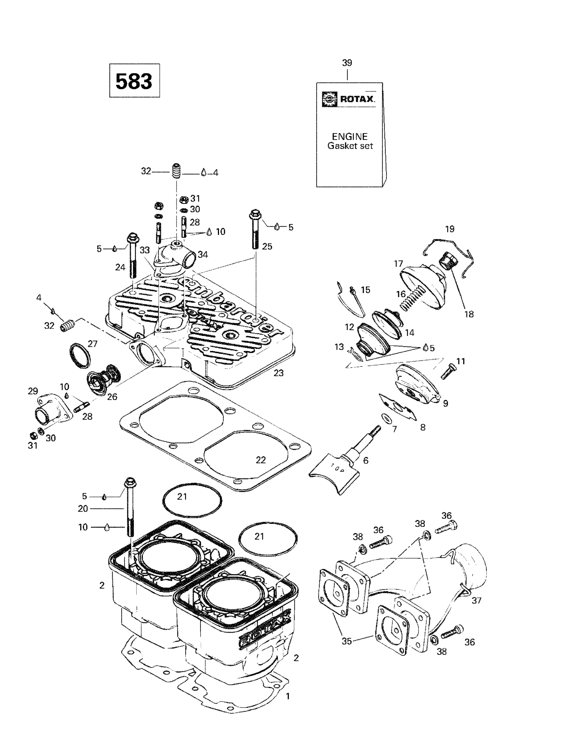 Cylinder, Exhaust Manifold (583)