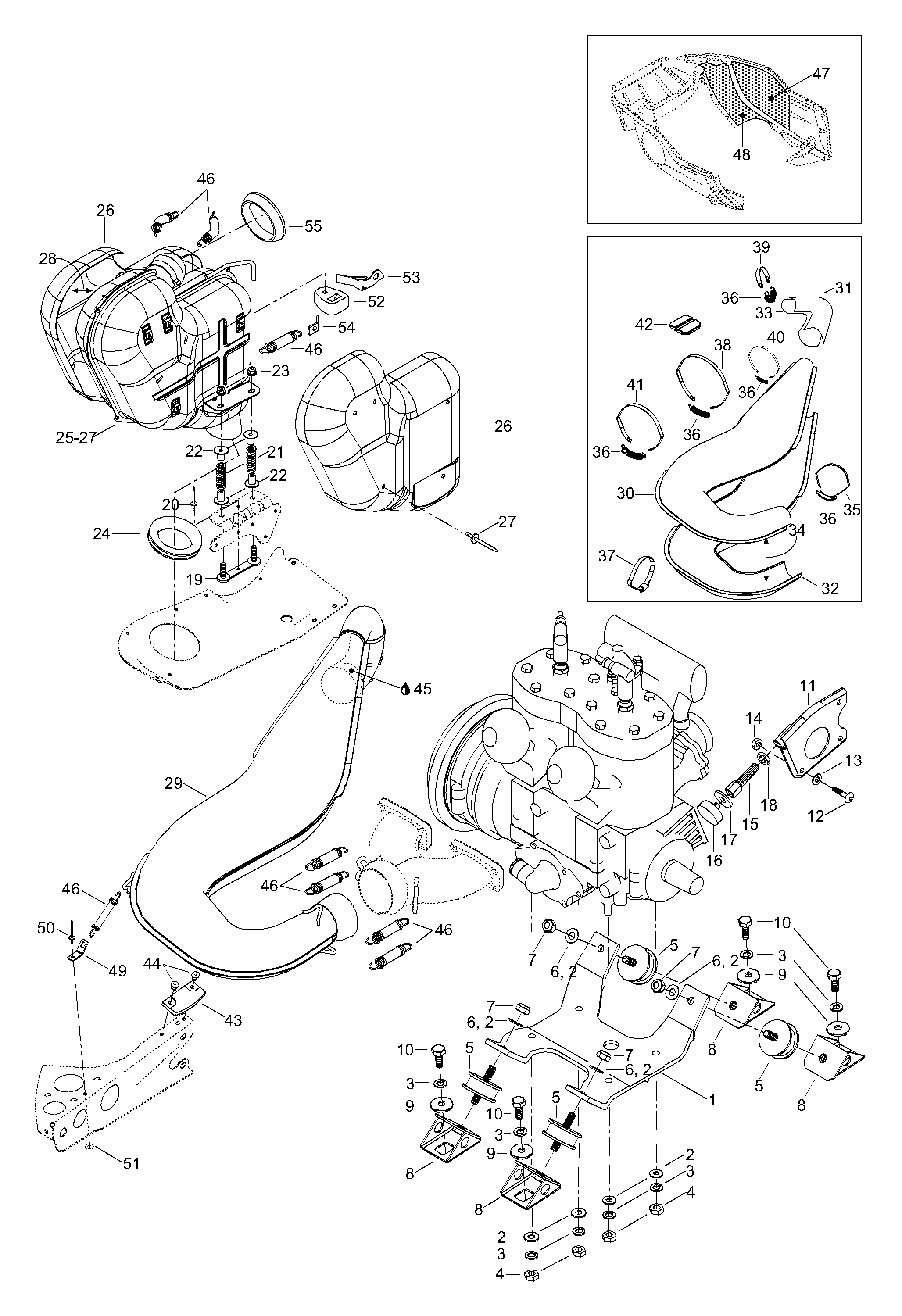 Схема узла: Engine Mount Plate/Muffler