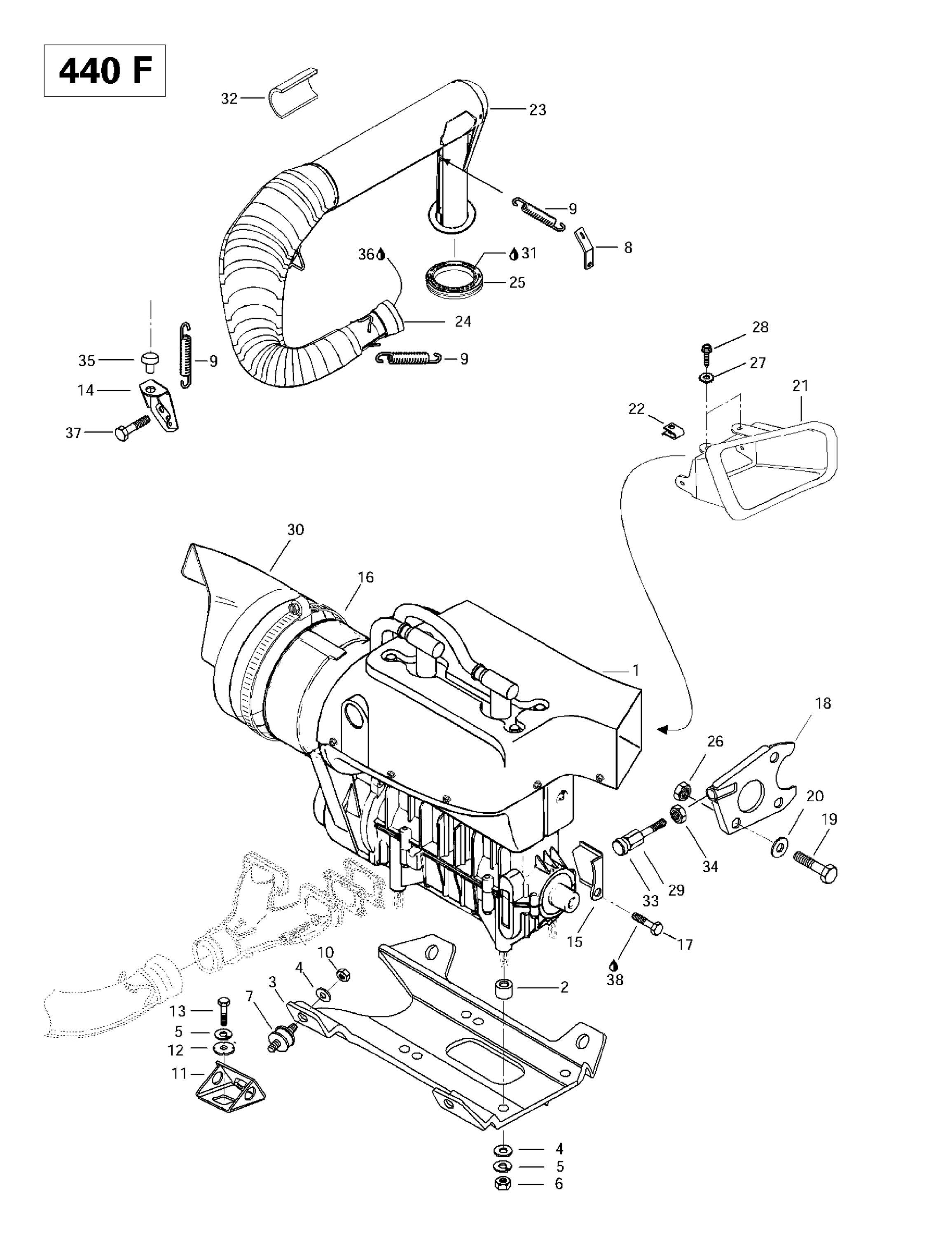 Engine Support And Muffler (440F)