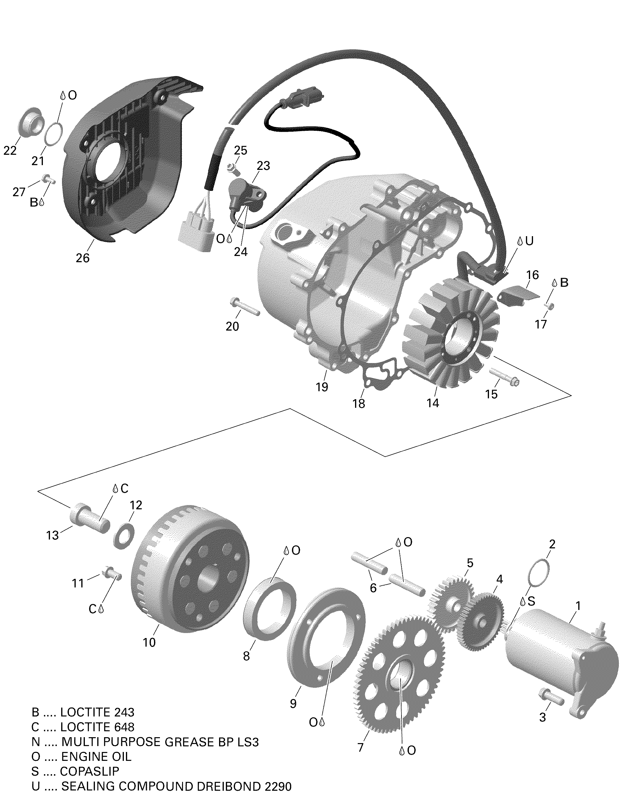 Схема узла: Rotax - Magneto And Electric Starter
