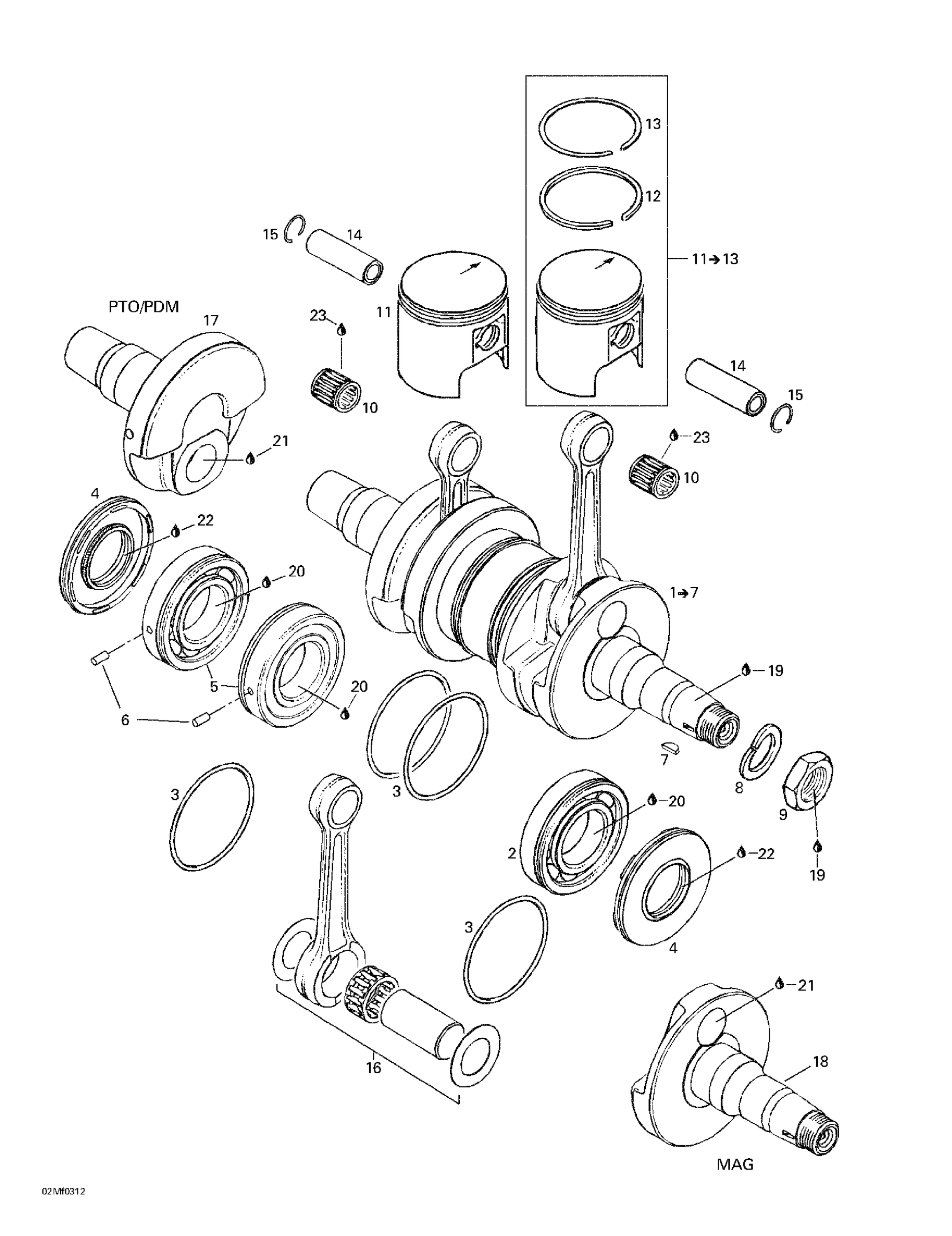 Схема узла: Crankshaft And Pistons